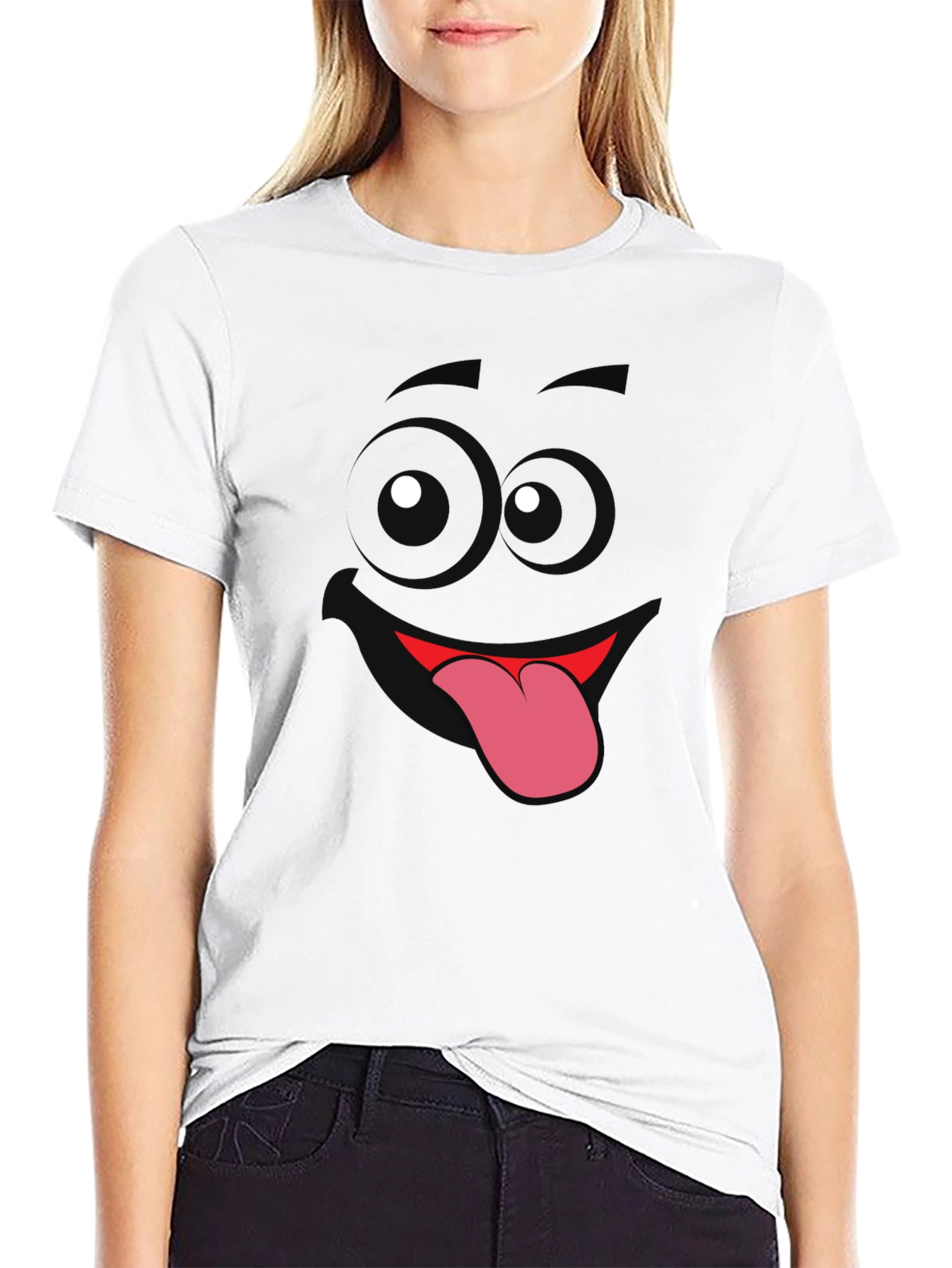 Funny Face Tongue Out T-Shirt - Black
