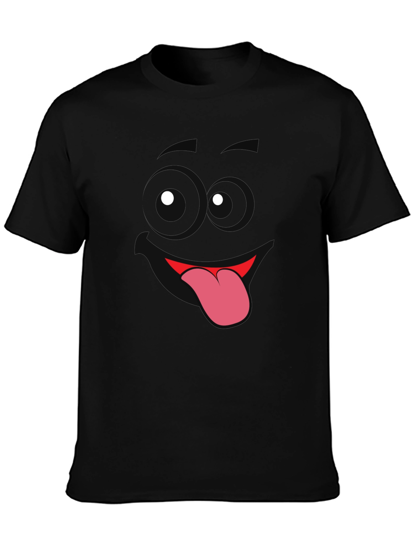 Funny Face Tongue Out T-Shirt - Black