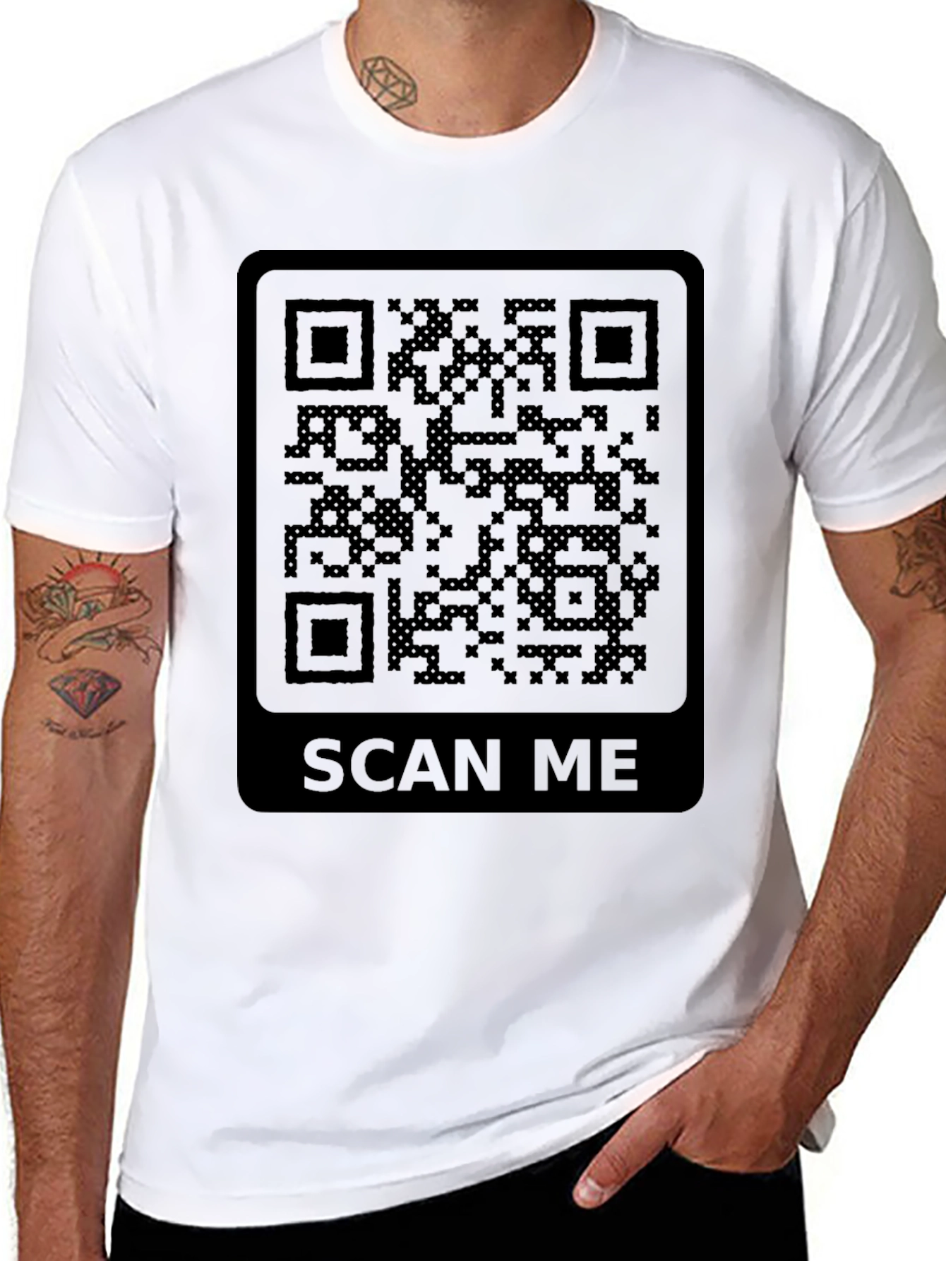 Scan Me QR Code Graphic Black T-Shirt