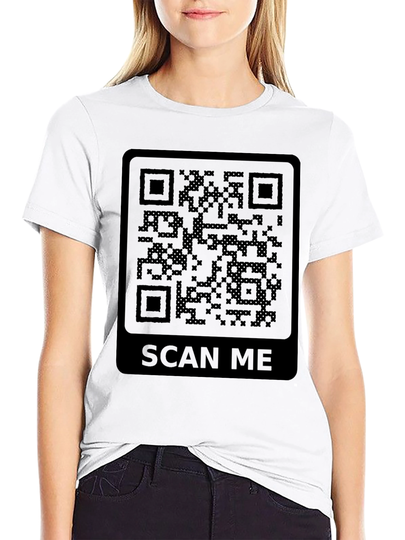 Scan Me QR Code Graphic Black T-Shirt