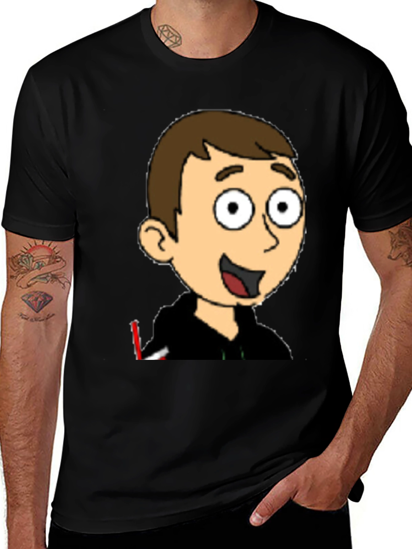 Cartoon Character Graphic Black T-Shirt