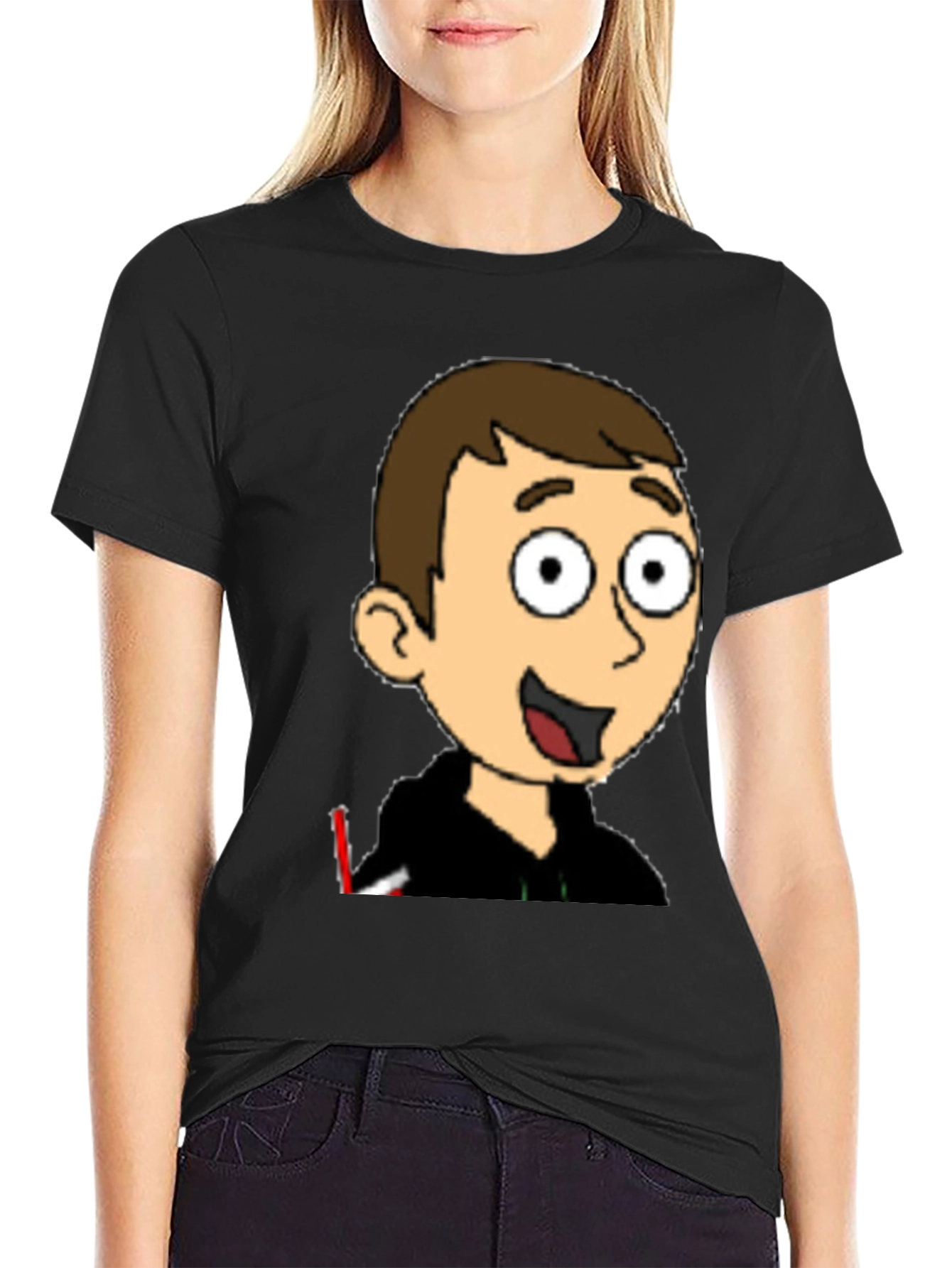 Cartoon Character Graphic Black T-Shirt