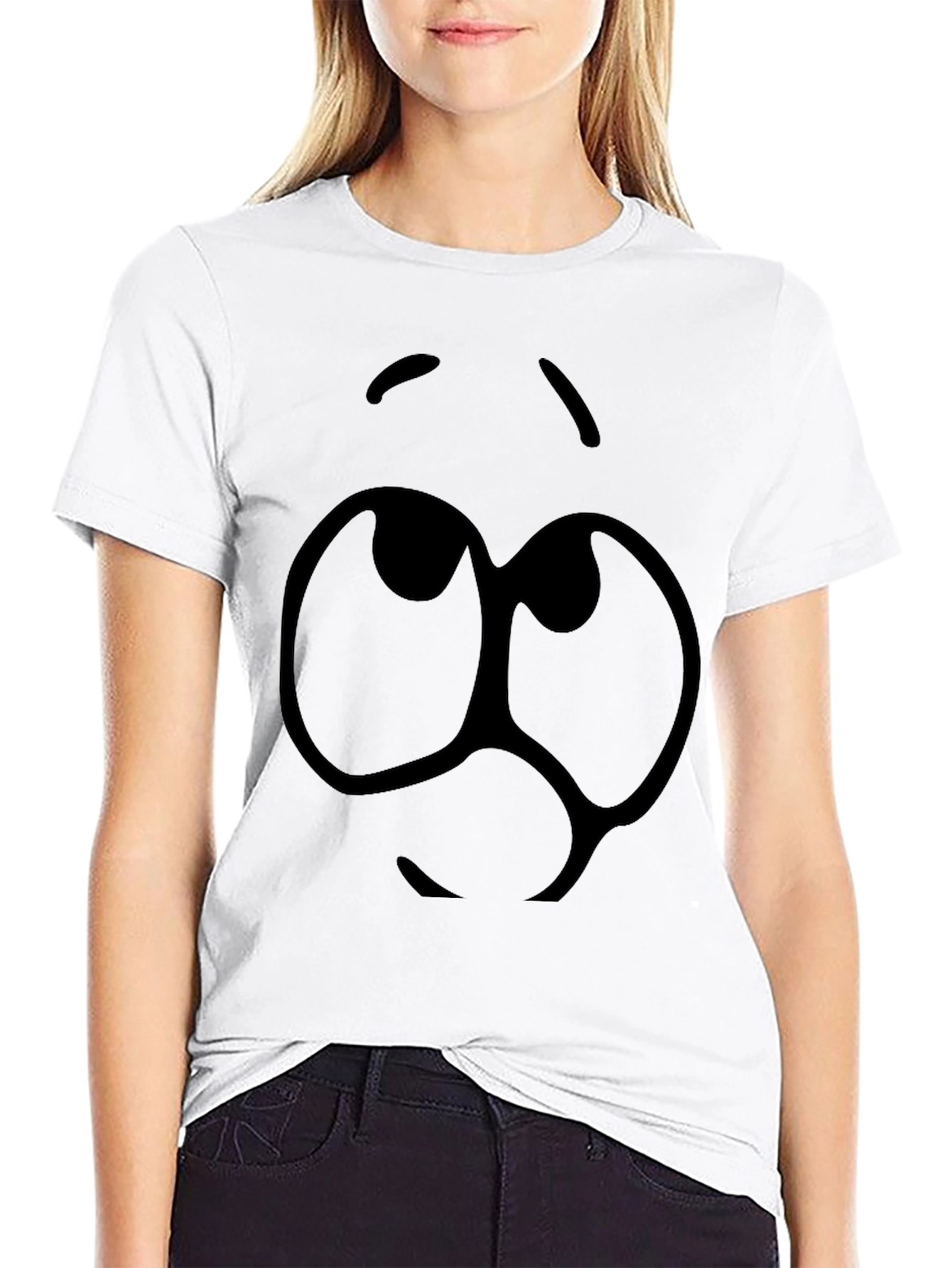 Cartoon Eyes Black Graphic Tee