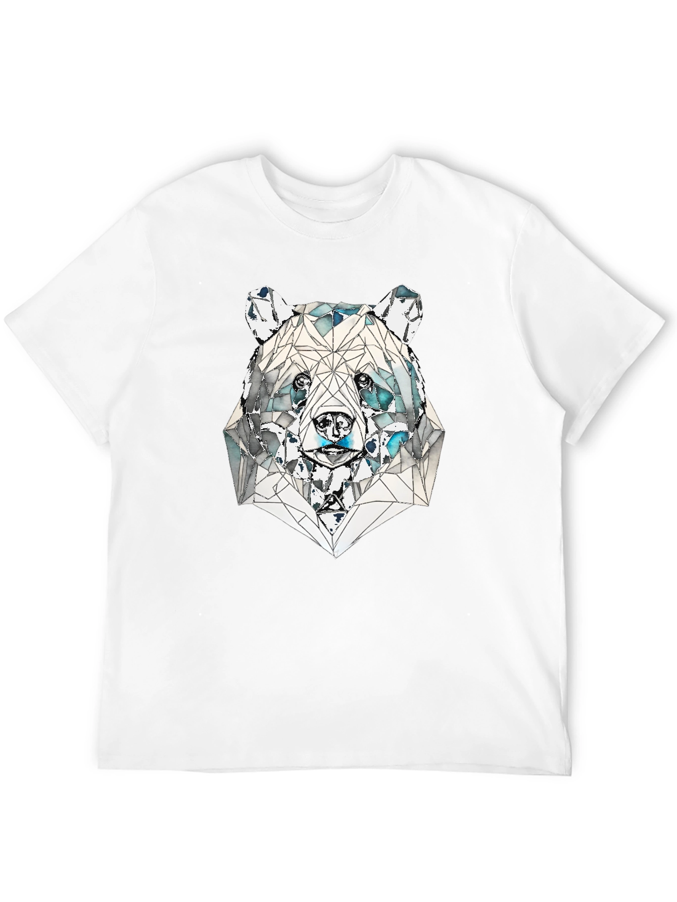 Geometric Bear Graphic Tee - Black