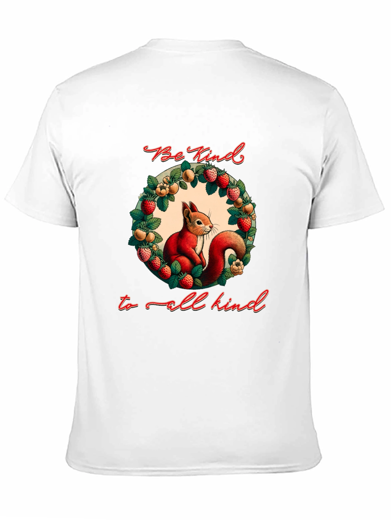 Be Kind T-Shirt with Squirrel and Floral Wreath