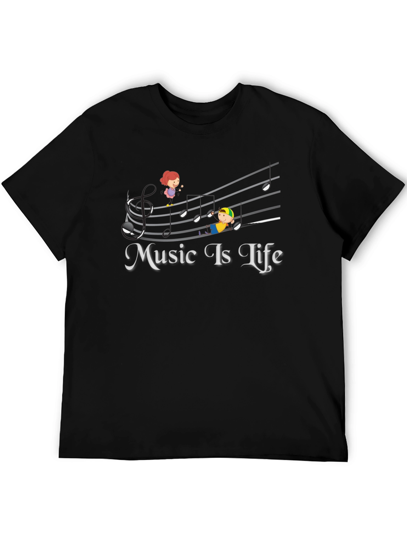 Music Is Life Black Graphic T-Shirt