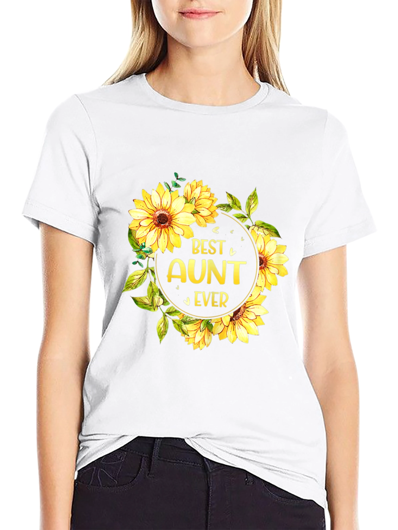 Best Aunt Ever Sunflower Graphic T-Shirt