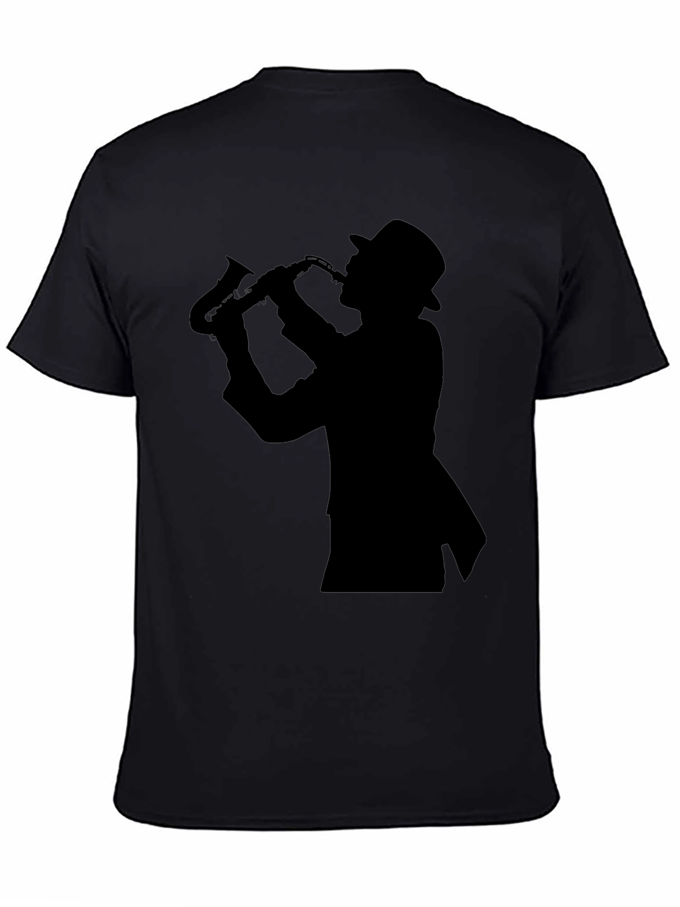 Cool Jazz Sax Player Silhouette Black T-Shirt