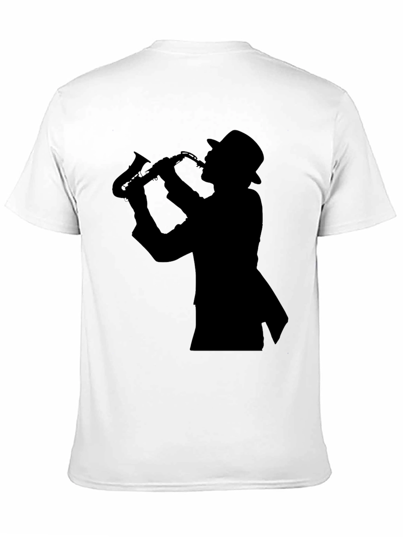 Cool Jazz Sax Player Silhouette Black T-Shirt