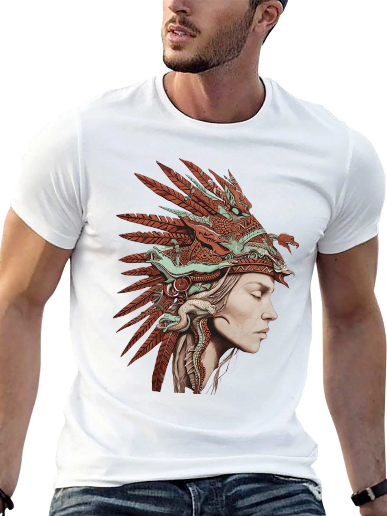 Native American Headdress Graphic T-Shirt