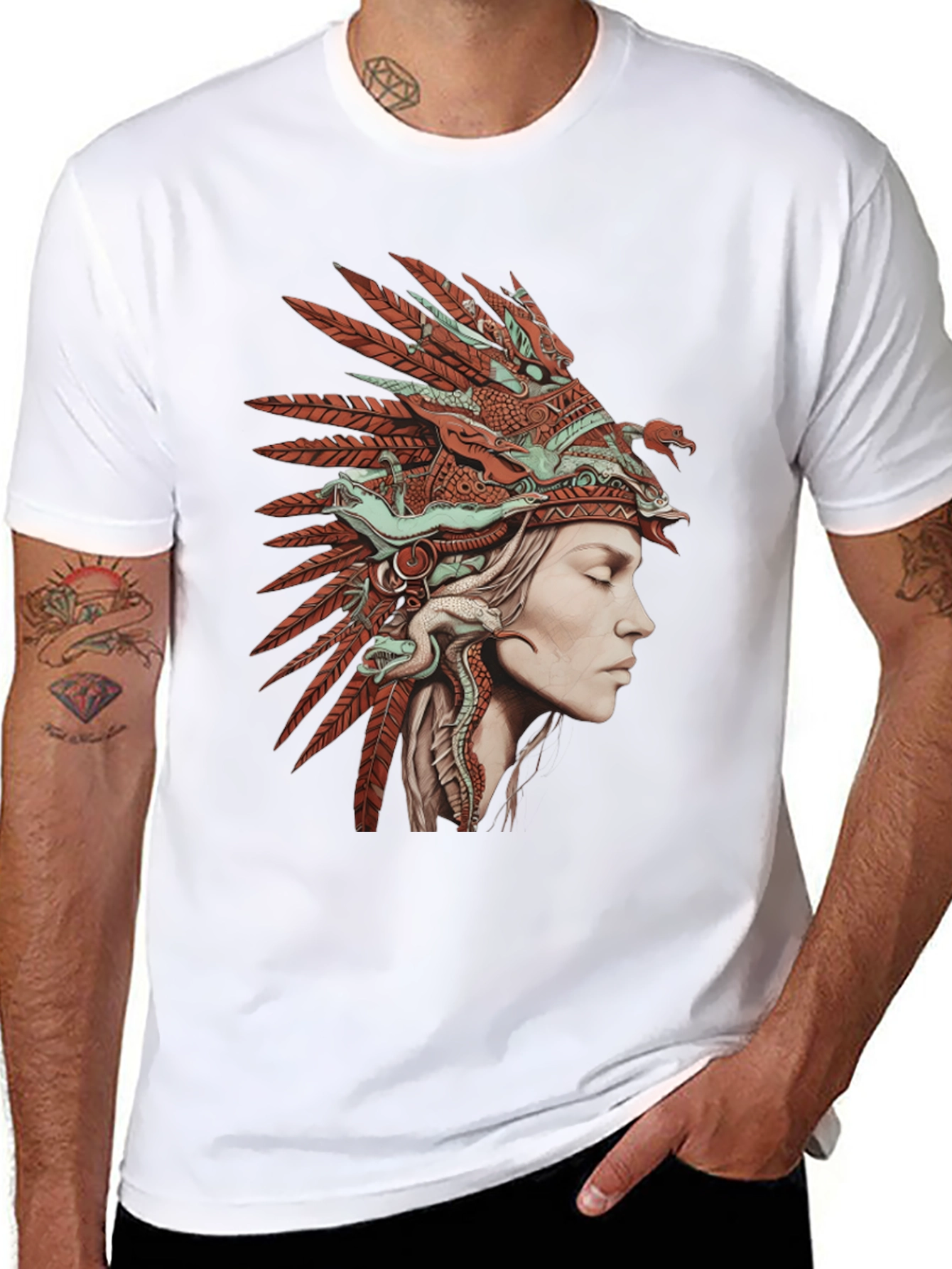 Native American Headdress Graphic T-Shirt