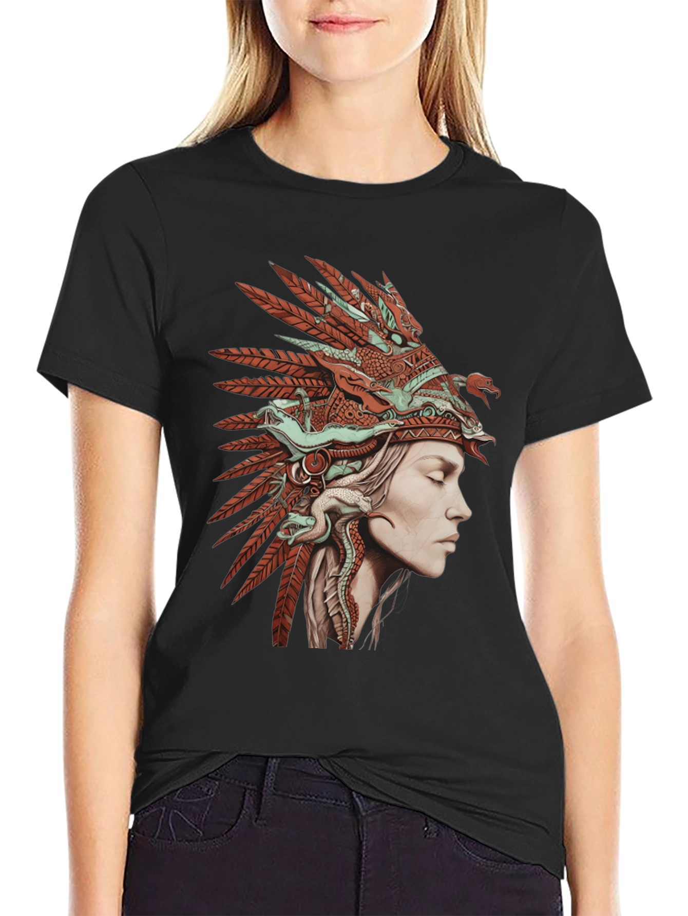 Native American Headdress Graphic T-Shirt