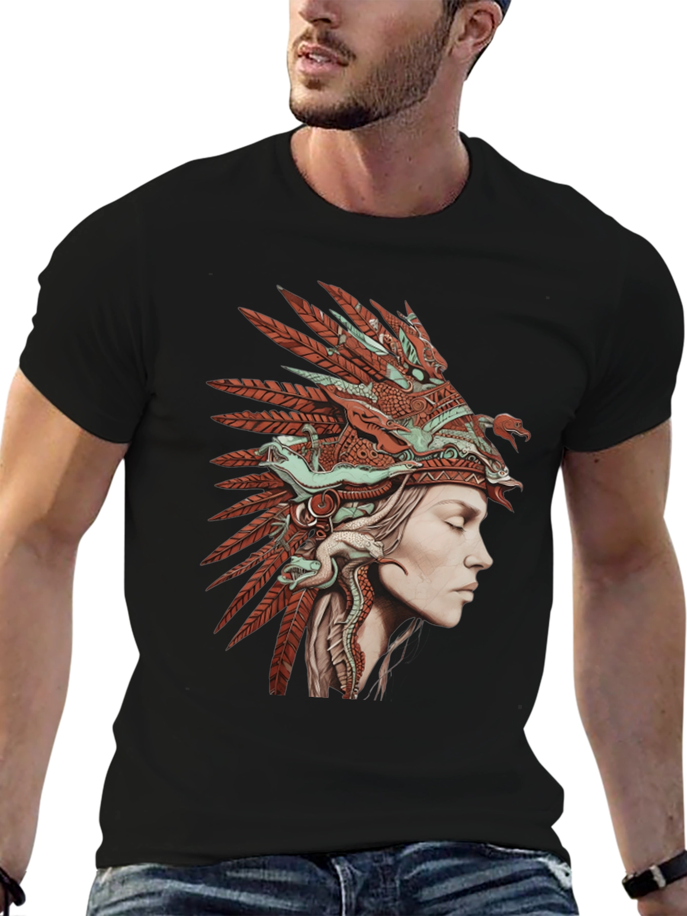 Native American Headdress Graphic T-Shirt