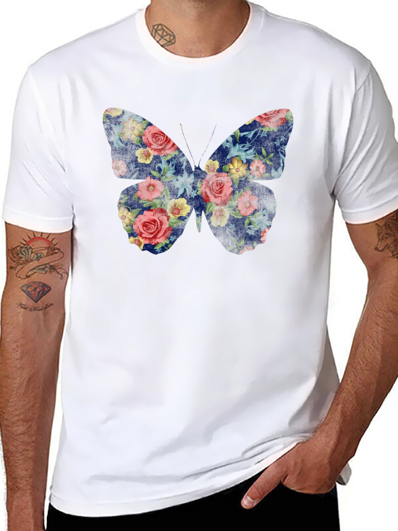 Floral Butterfly Graphic T-Shirt - Unisex