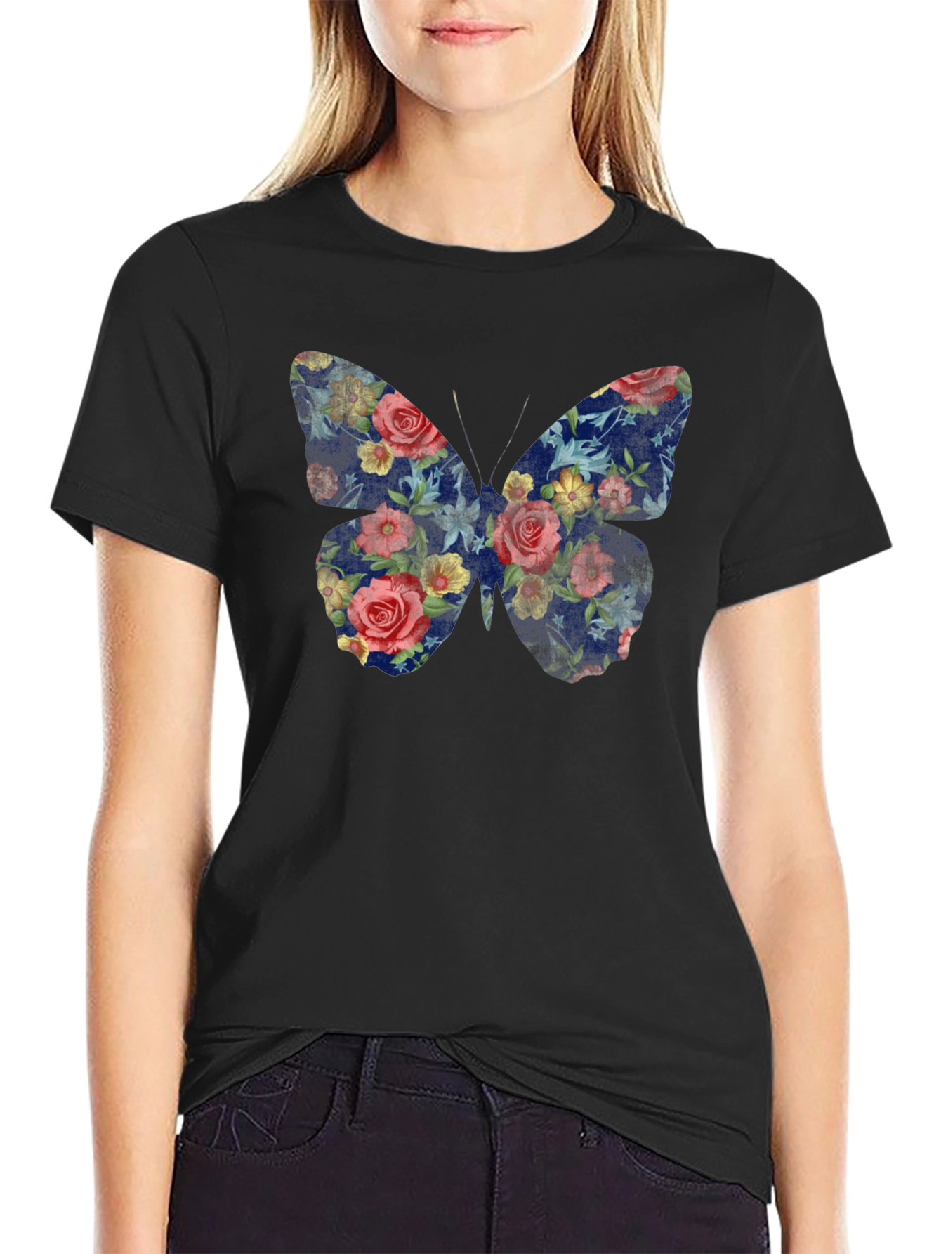 Floral Butterfly Graphic T-Shirt - Unisex