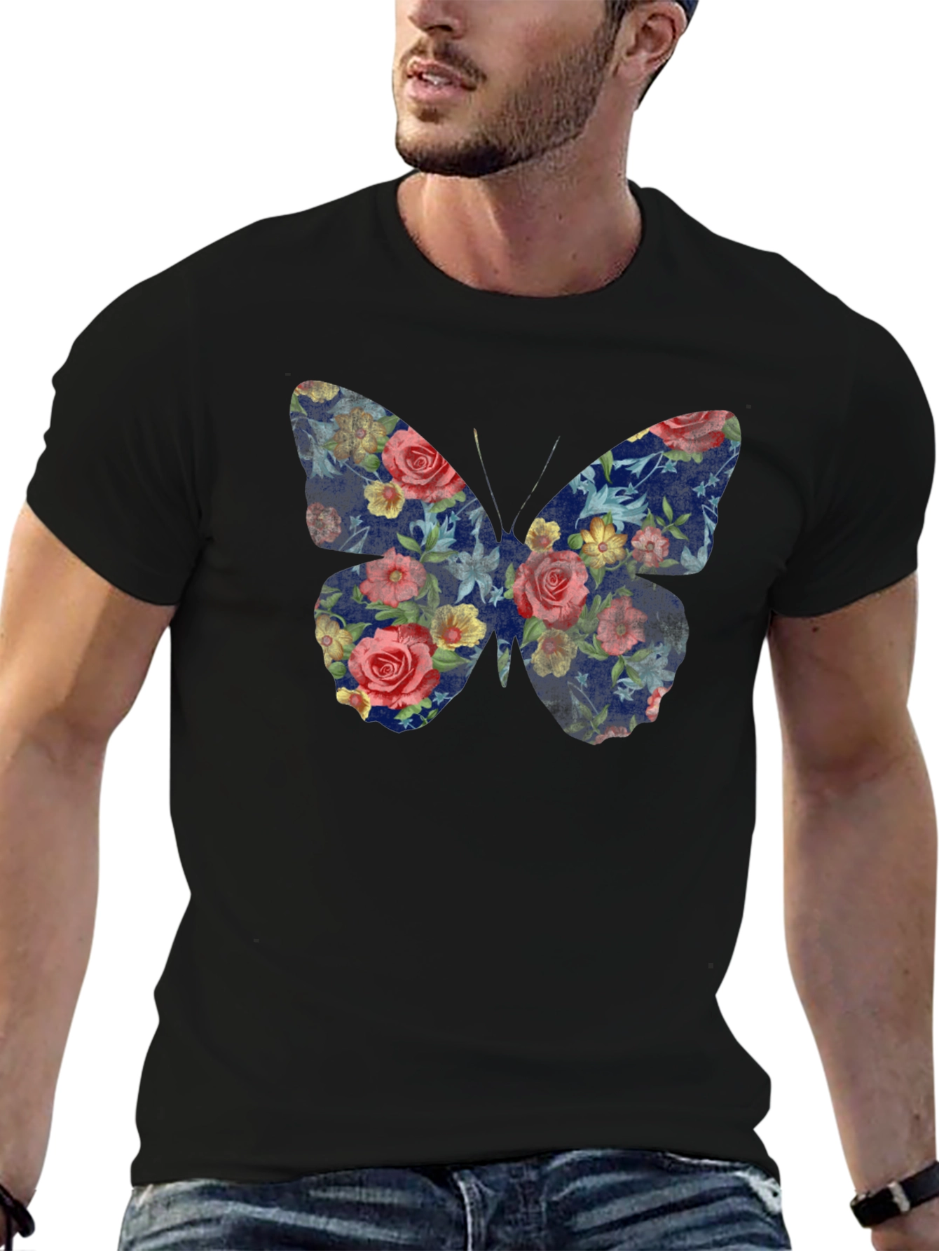 Floral Butterfly Graphic T-Shirt - Unisex