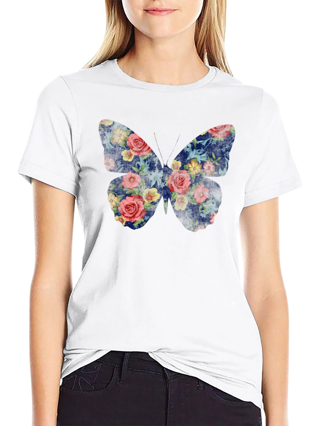 Floral Butterfly Graphic T-Shirt - Unisex