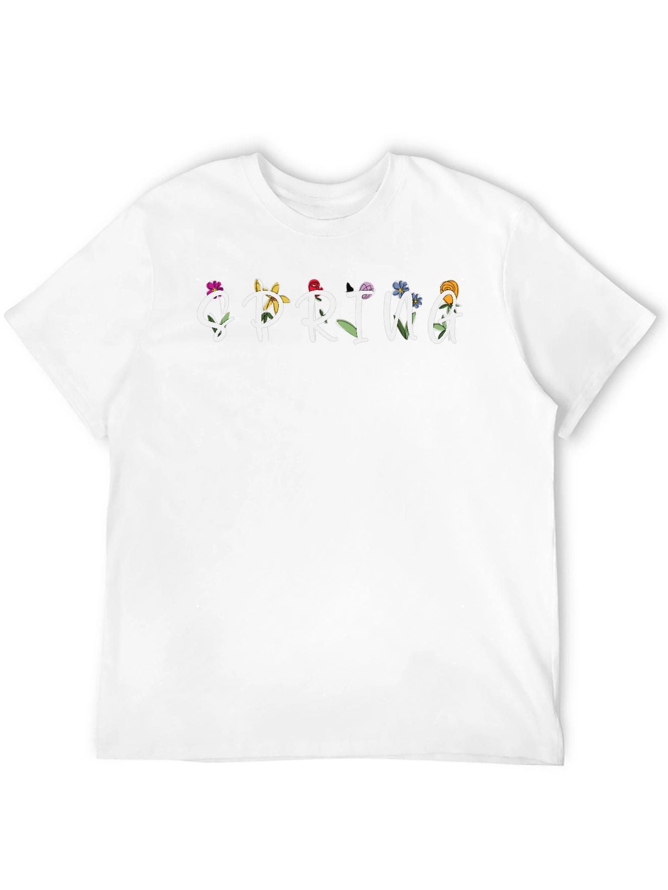 Floral Spring Graphic Black T-Shirt