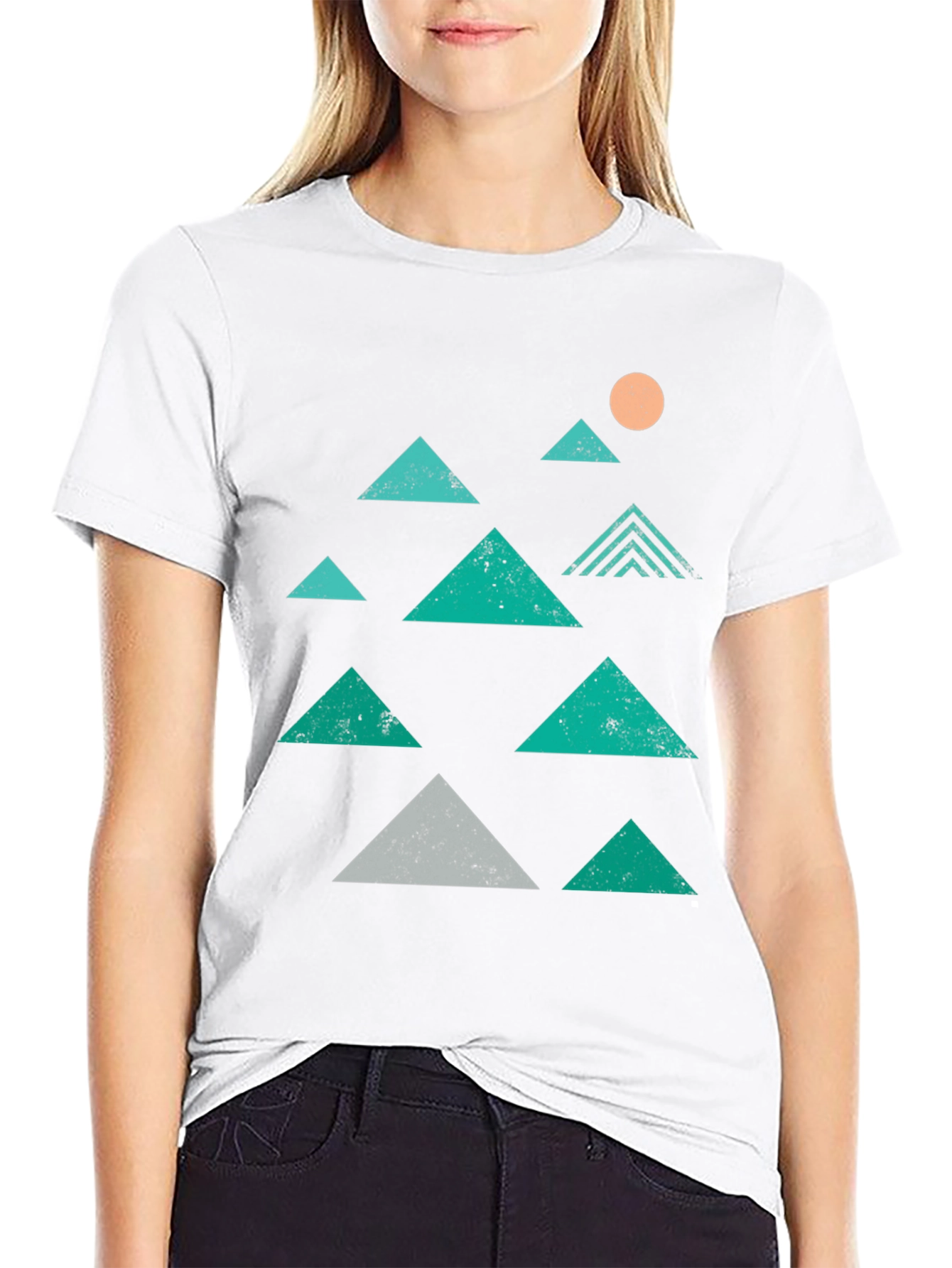 Geometric Mountain Graphic Tee - Black Cotton T-Shirt