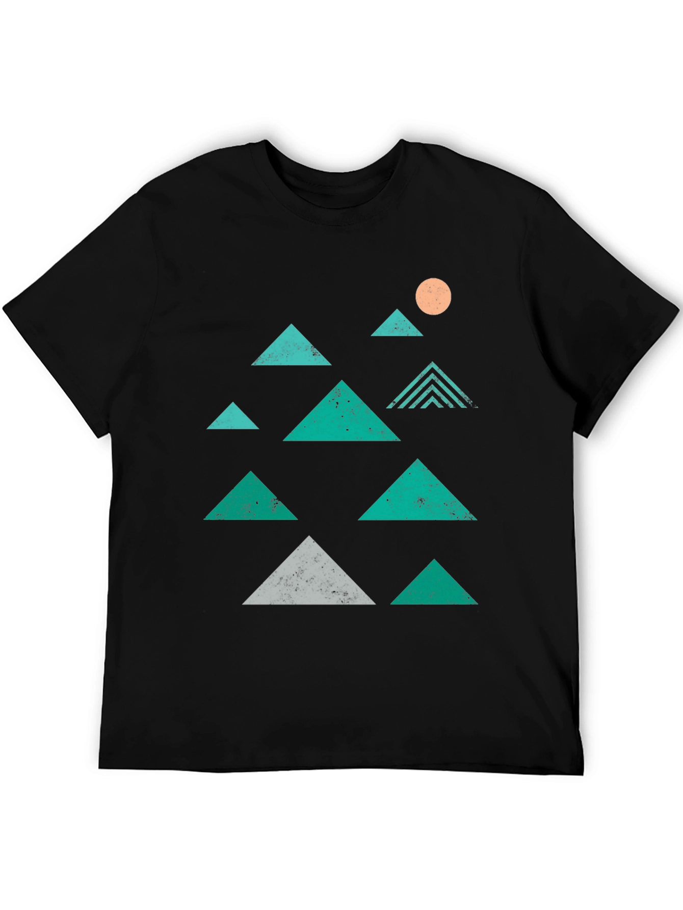 Geometric Mountain Graphic Tee - Black Cotton T-Shirt