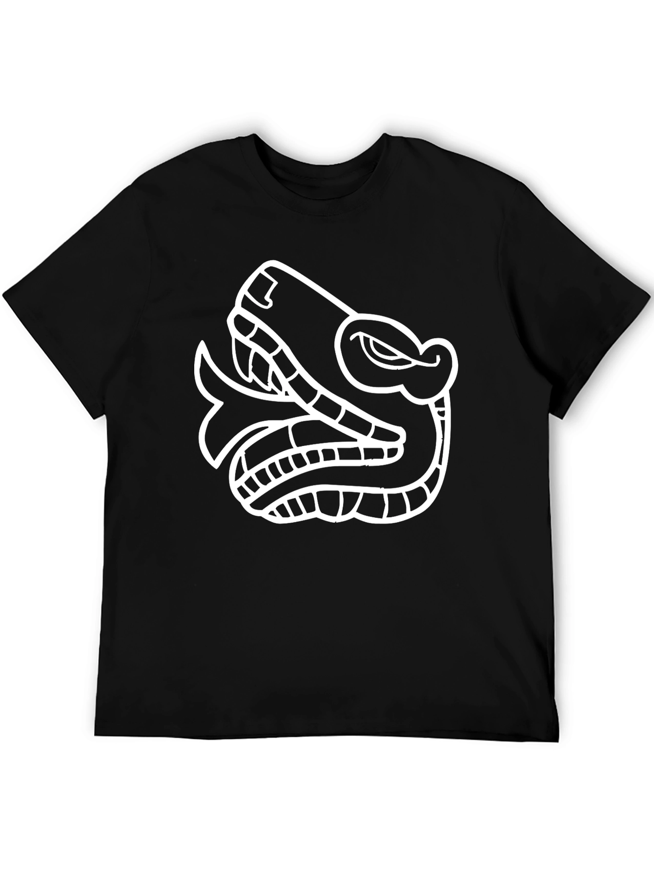 Aztec Serpent Graphic Tee - Black Cotton T-Shirt