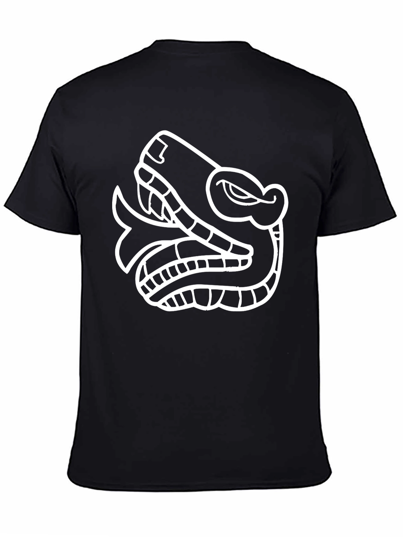 Aztec Serpent Graphic Tee - Black Cotton T-Shirt