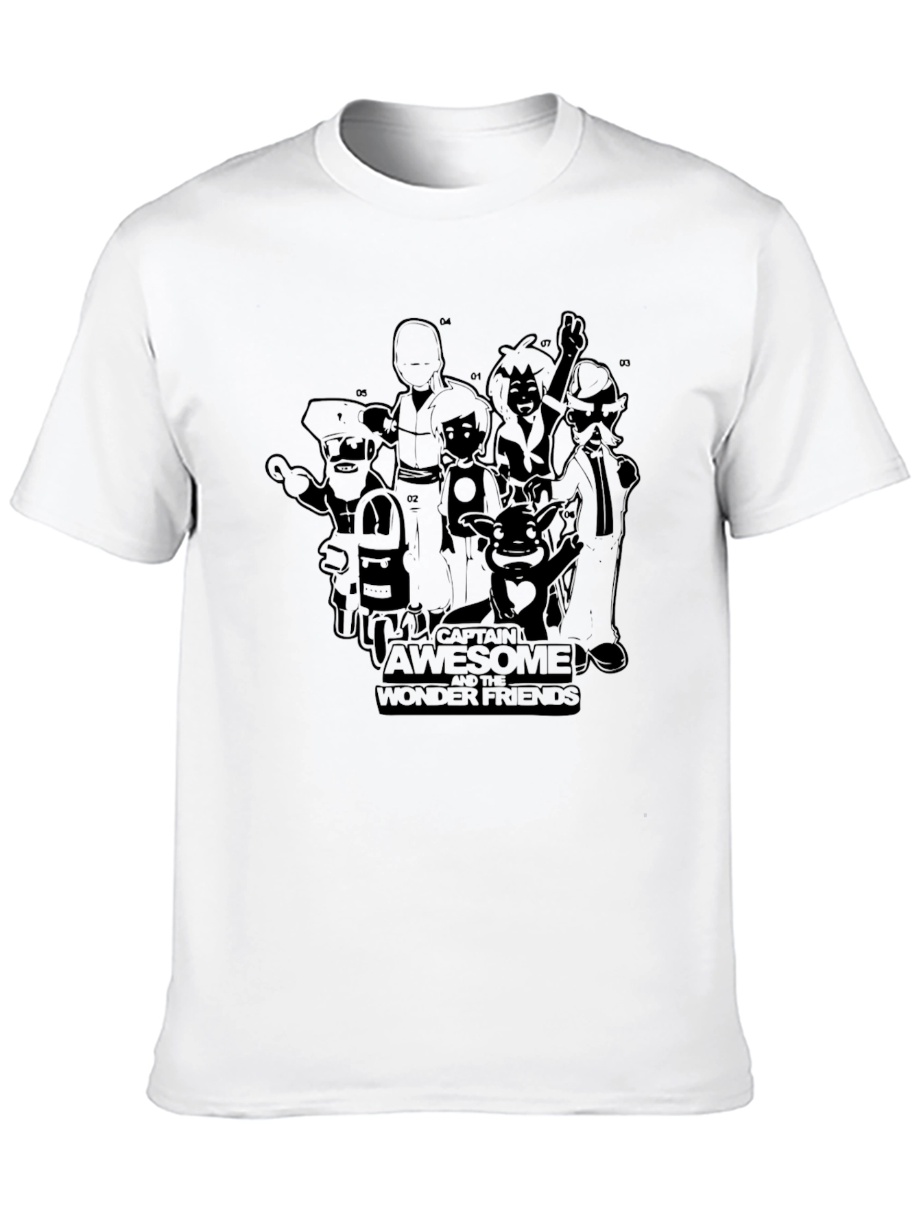 Captain Awesome and the Wonder Friends Black T-Shirt