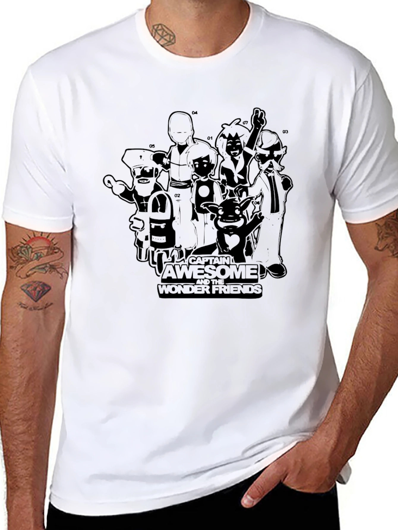 Captain Awesome and the Wonder Friends Black T-Shirt