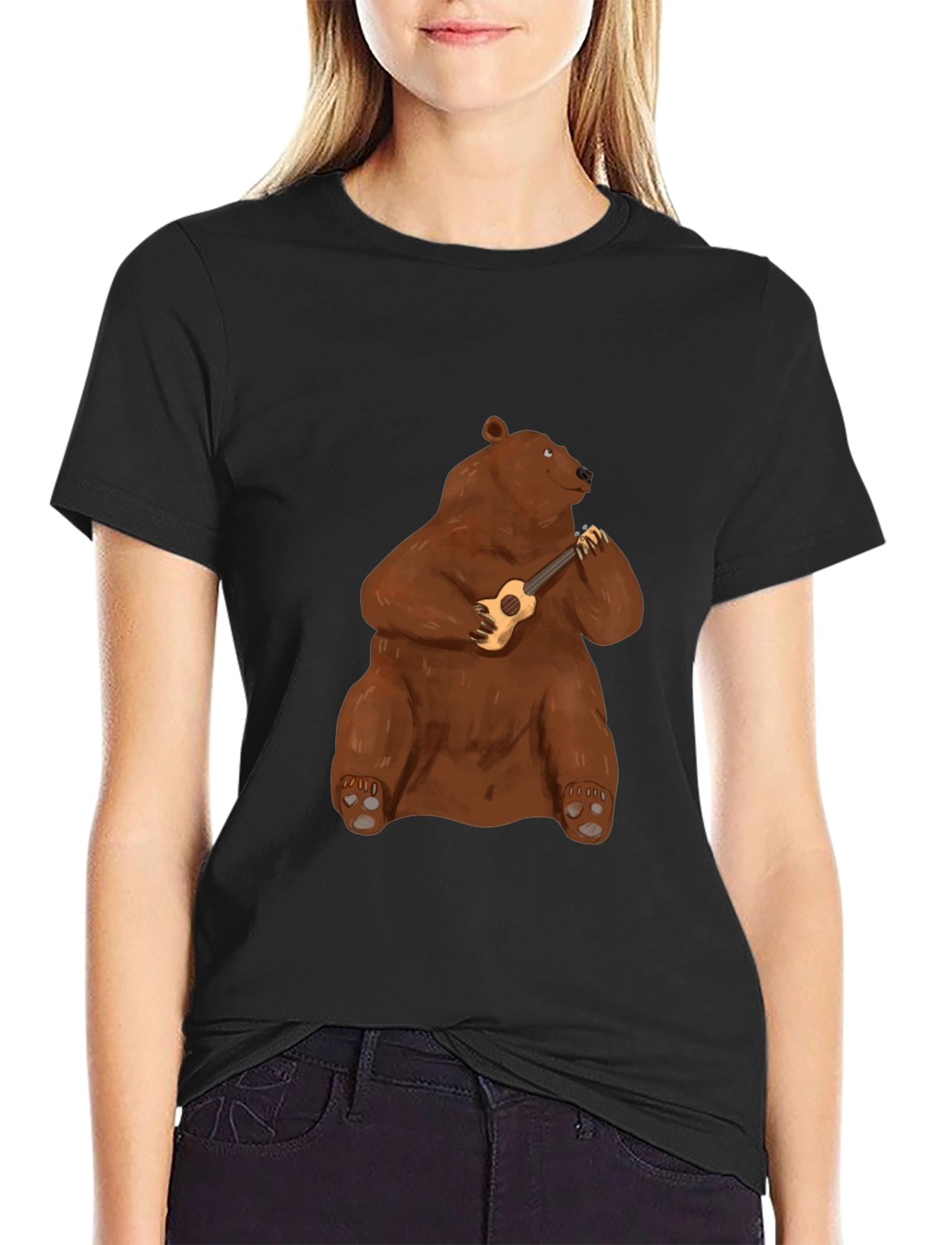 Bear Playing Ukulele Graphic T-Shirt