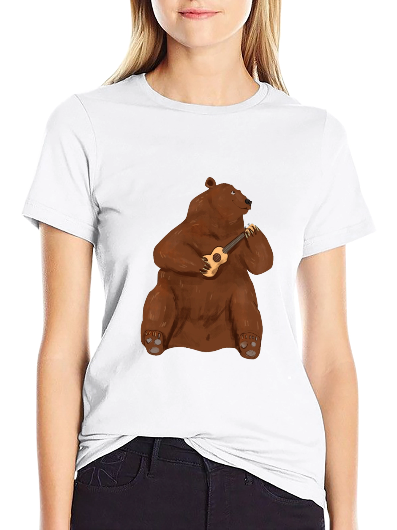 Bear Playing Ukulele Graphic T-Shirt