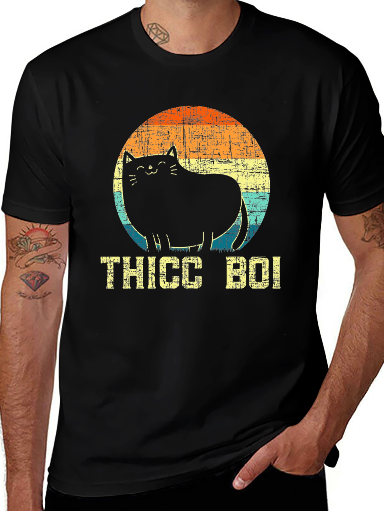 Thicc Boi Cat T-Shirt - Black Graphic Tee