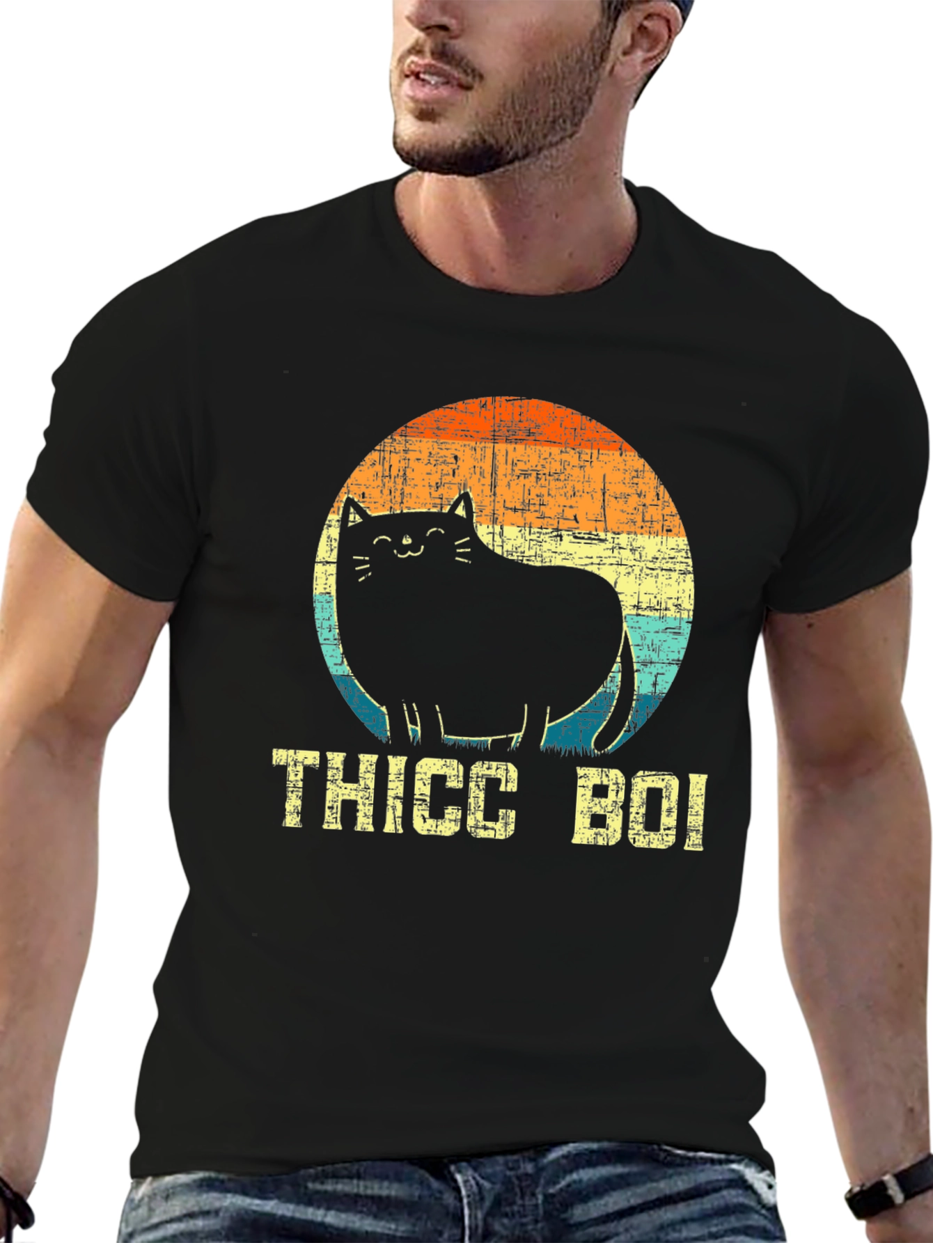 Thicc Boi Cat T-Shirt - Black Graphic Tee