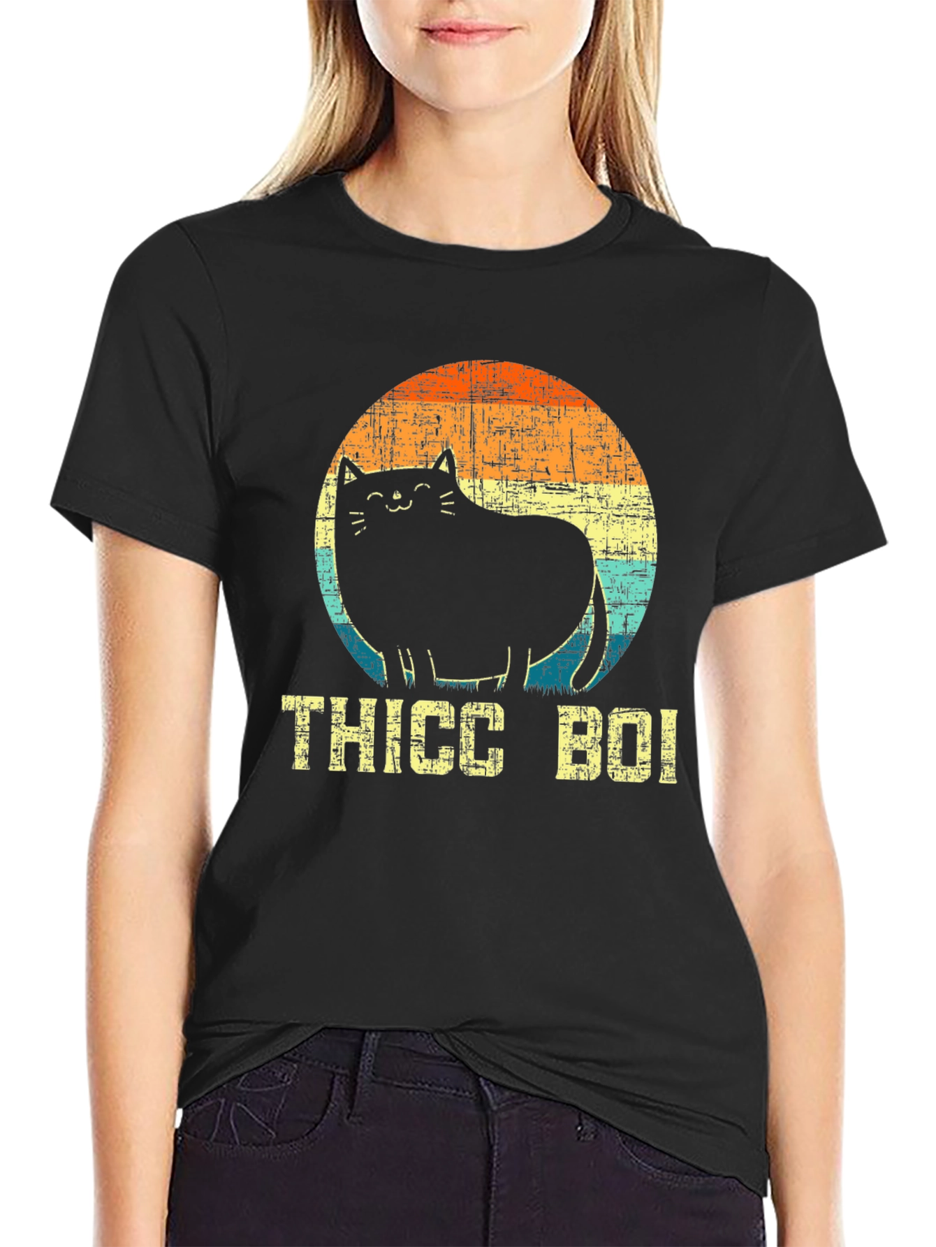 Thicc Boi Cat T-Shirt - Black Graphic Tee