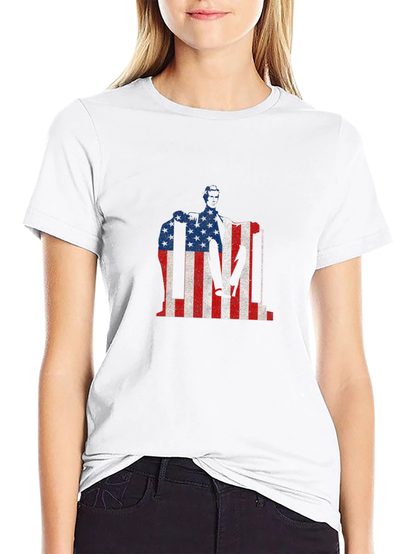 USA Flag Lincoln Memorial Patriotic T-Shirt
