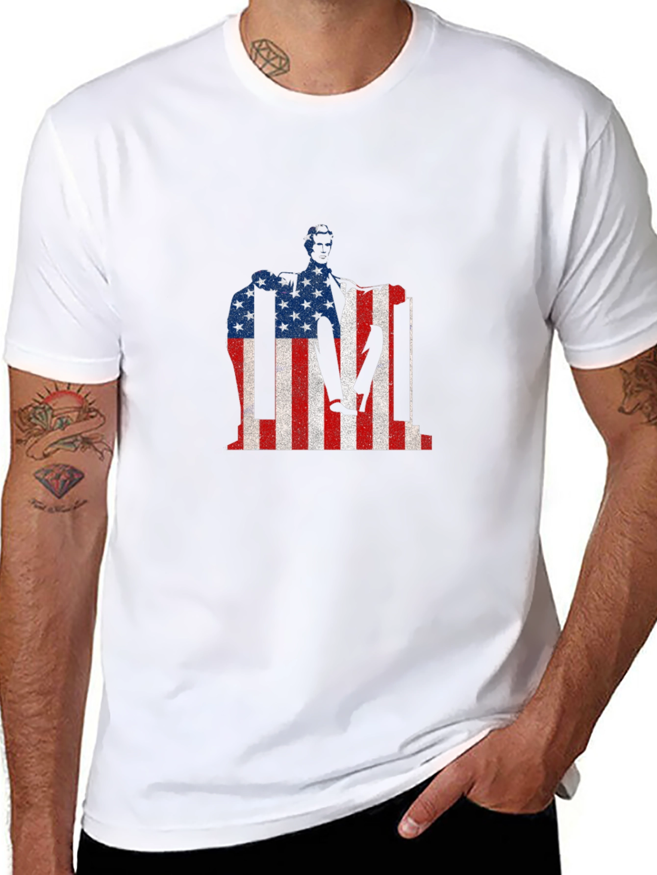 USA Flag Lincoln Memorial Patriotic T-Shirt