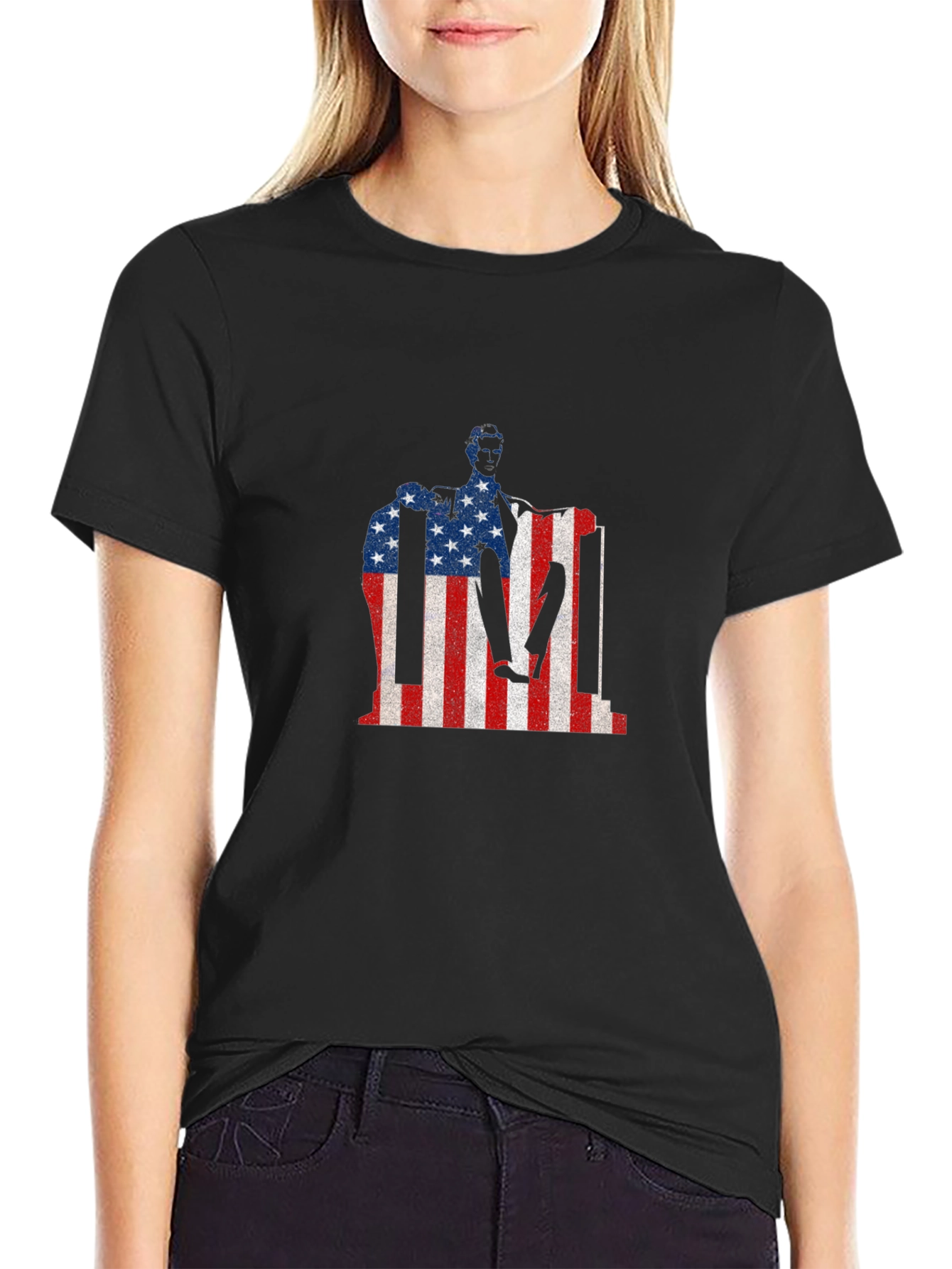 USA Flag Lincoln Memorial Patriotic T-Shirt