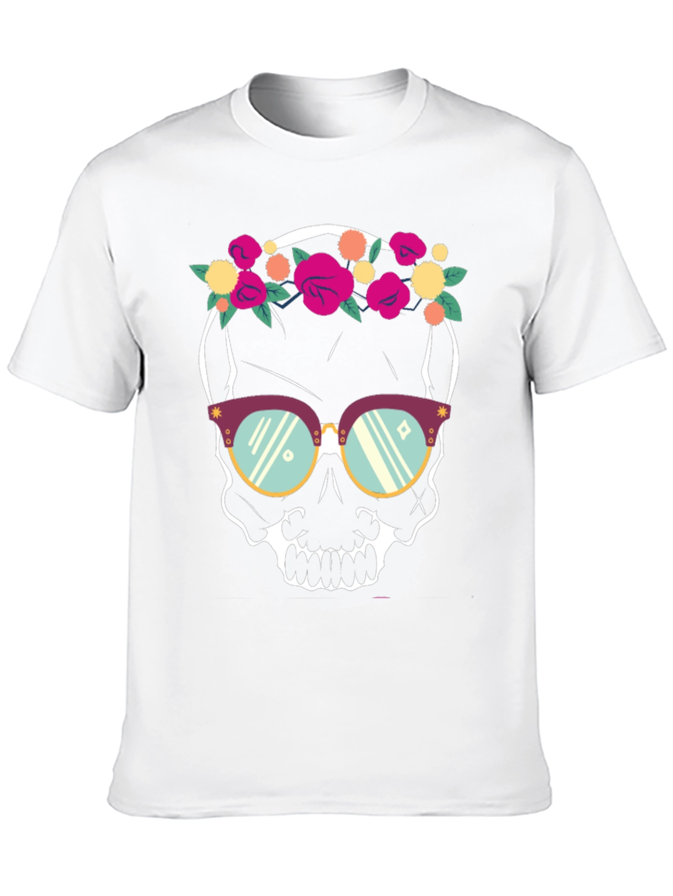 Floral Skull T-Shirt - Trendy Graphic Tee