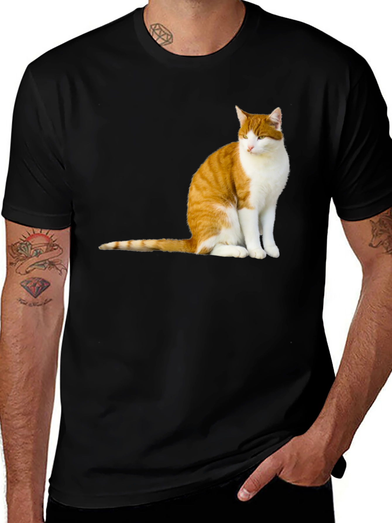 Cat Graphic T-Shirt - Mens Black Tee