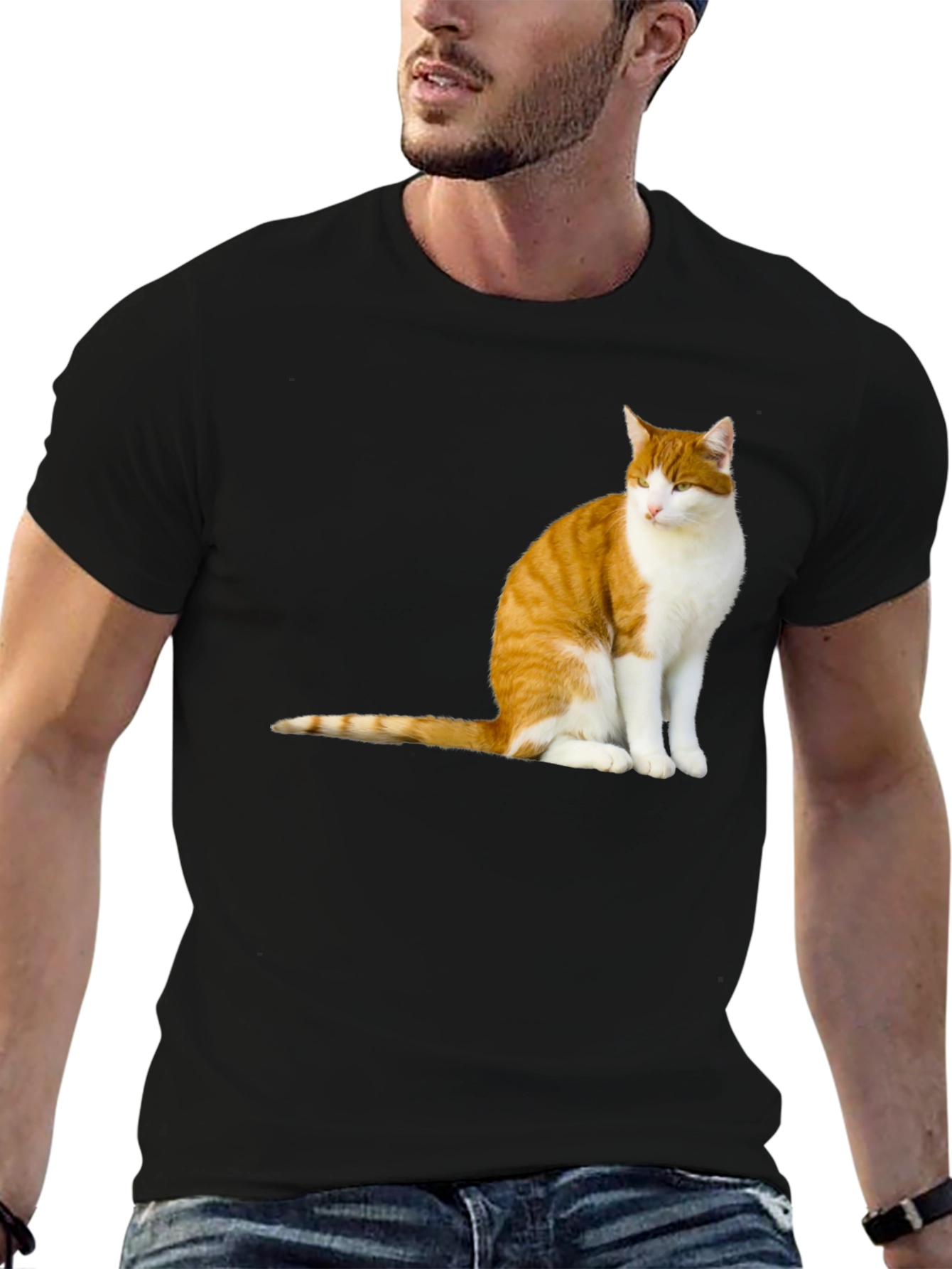Cat Graphic T-Shirt - Mens Black Tee
