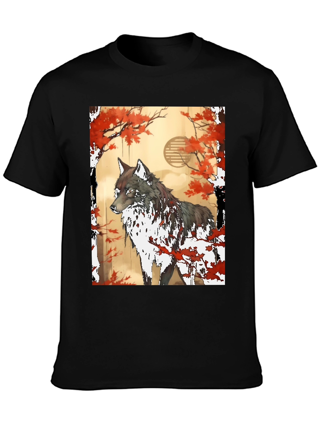 Wolf & Autumn Leaves Graphic Tee
