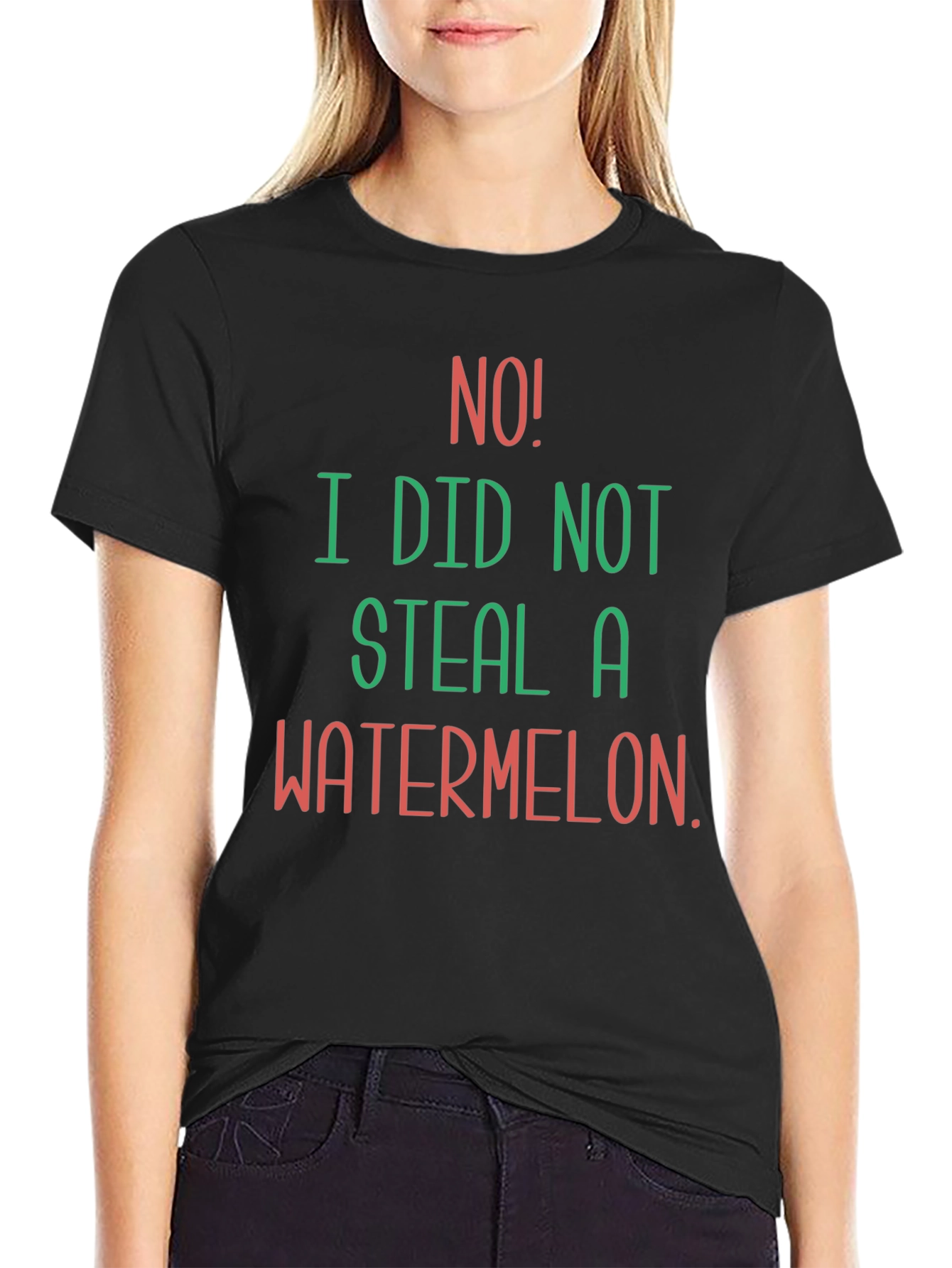 Funny No Watermelon Black T-Shirt