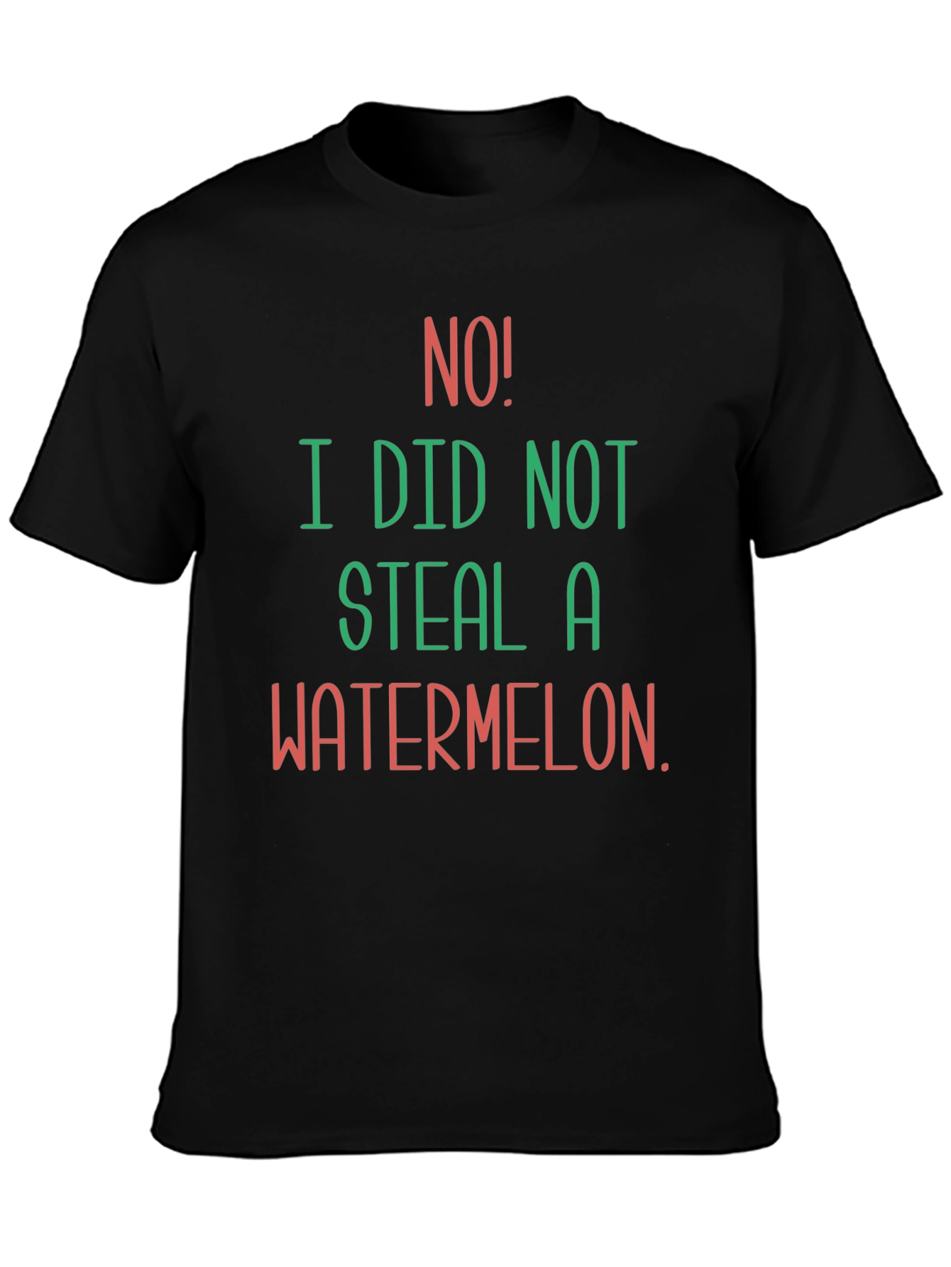 Funny No Watermelon Black T-Shirt