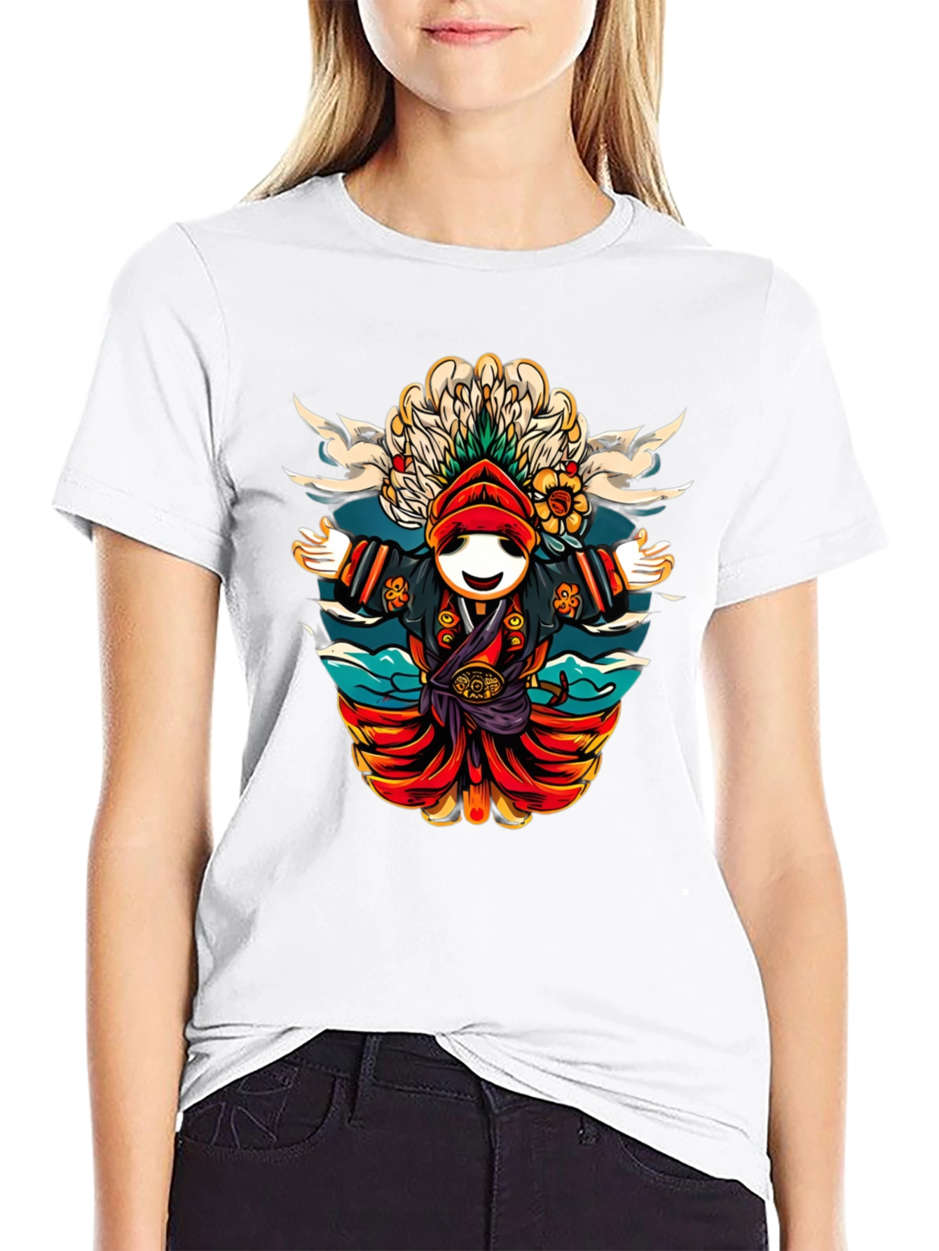 Whimsical Cartoon Character T-Shirt - Black