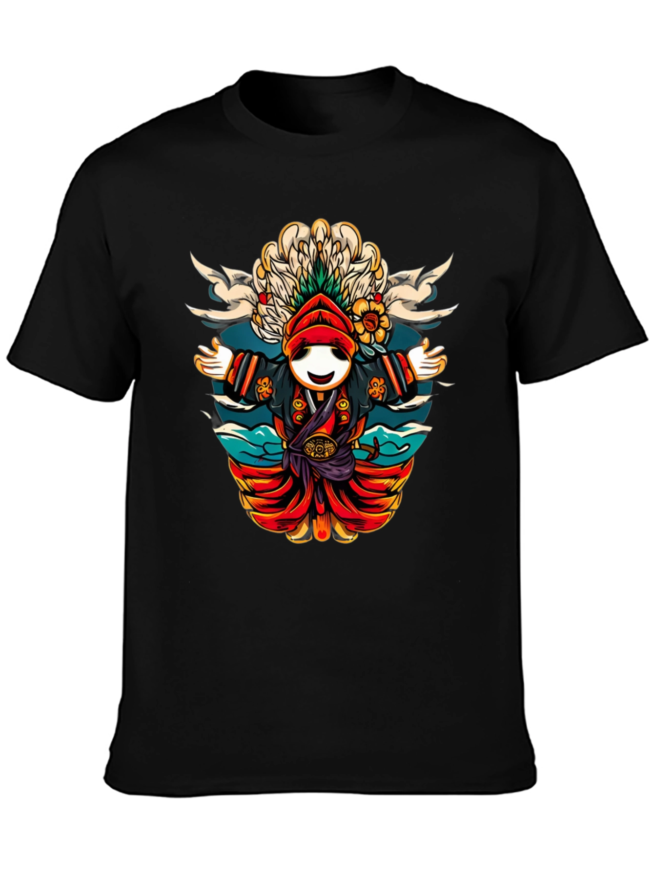 Whimsical Cartoon Character T-Shirt - Black