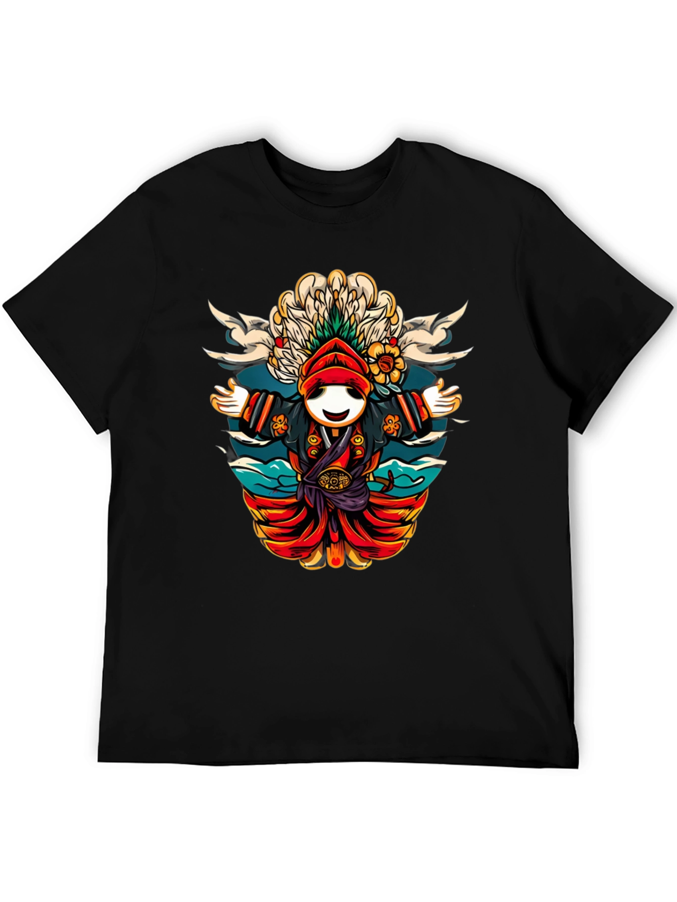 Whimsical Cartoon Character T-Shirt - Black