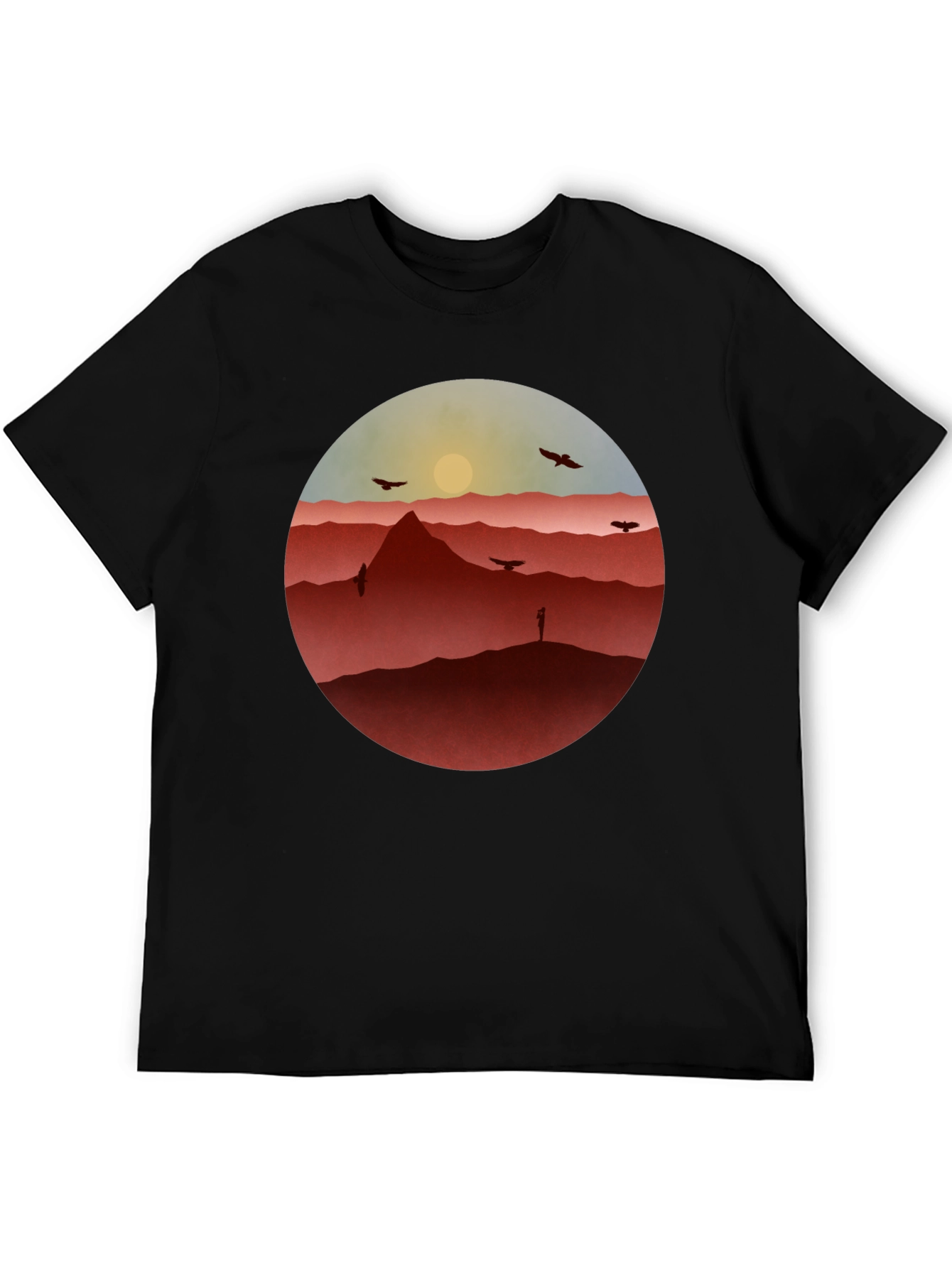Mountain Sunset Graphic Tee - Black