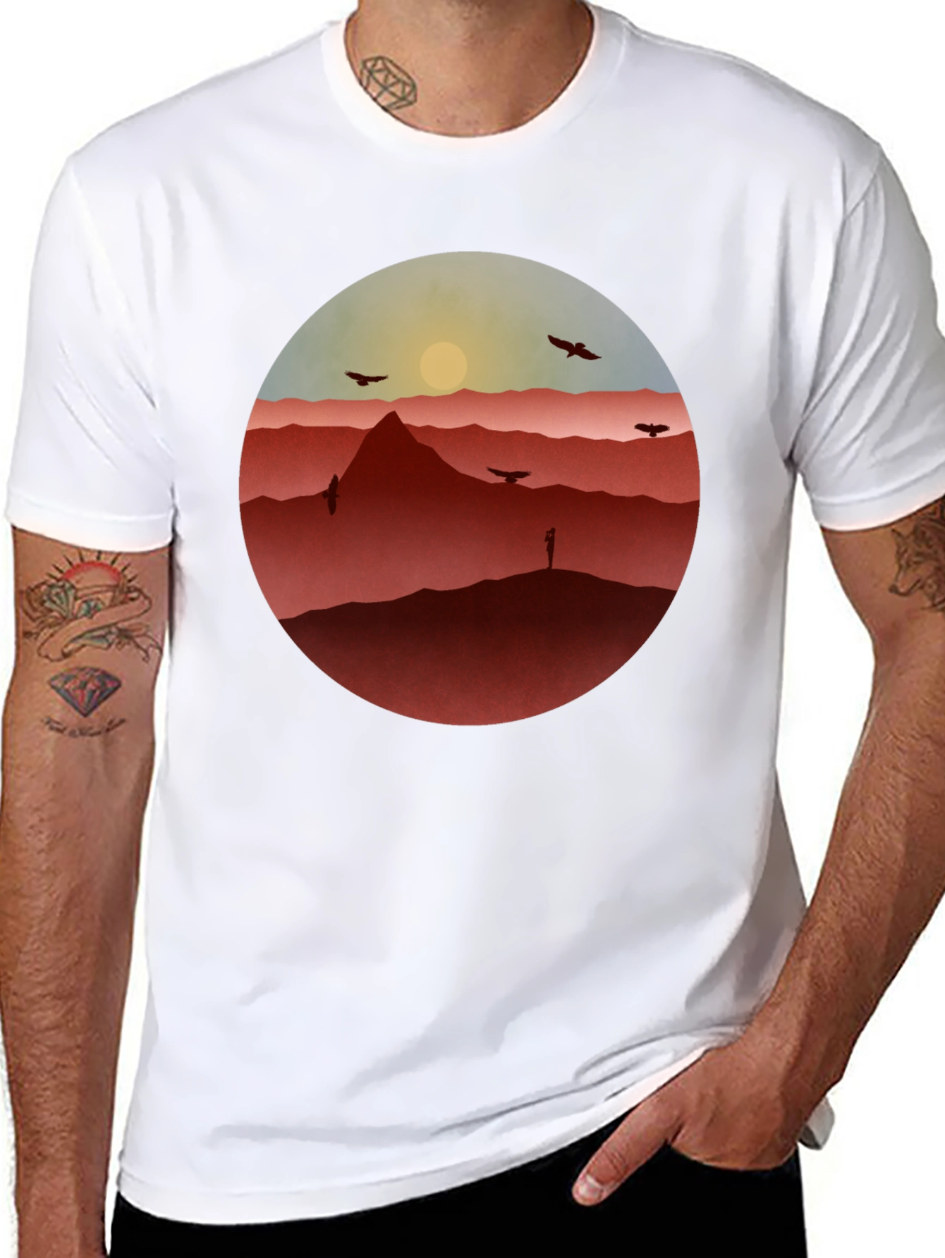 Mountain Sunset Graphic Tee - Black