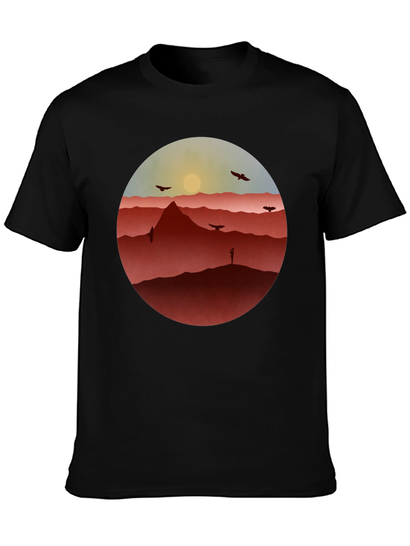 Mountain Sunset Graphic Tee - Black