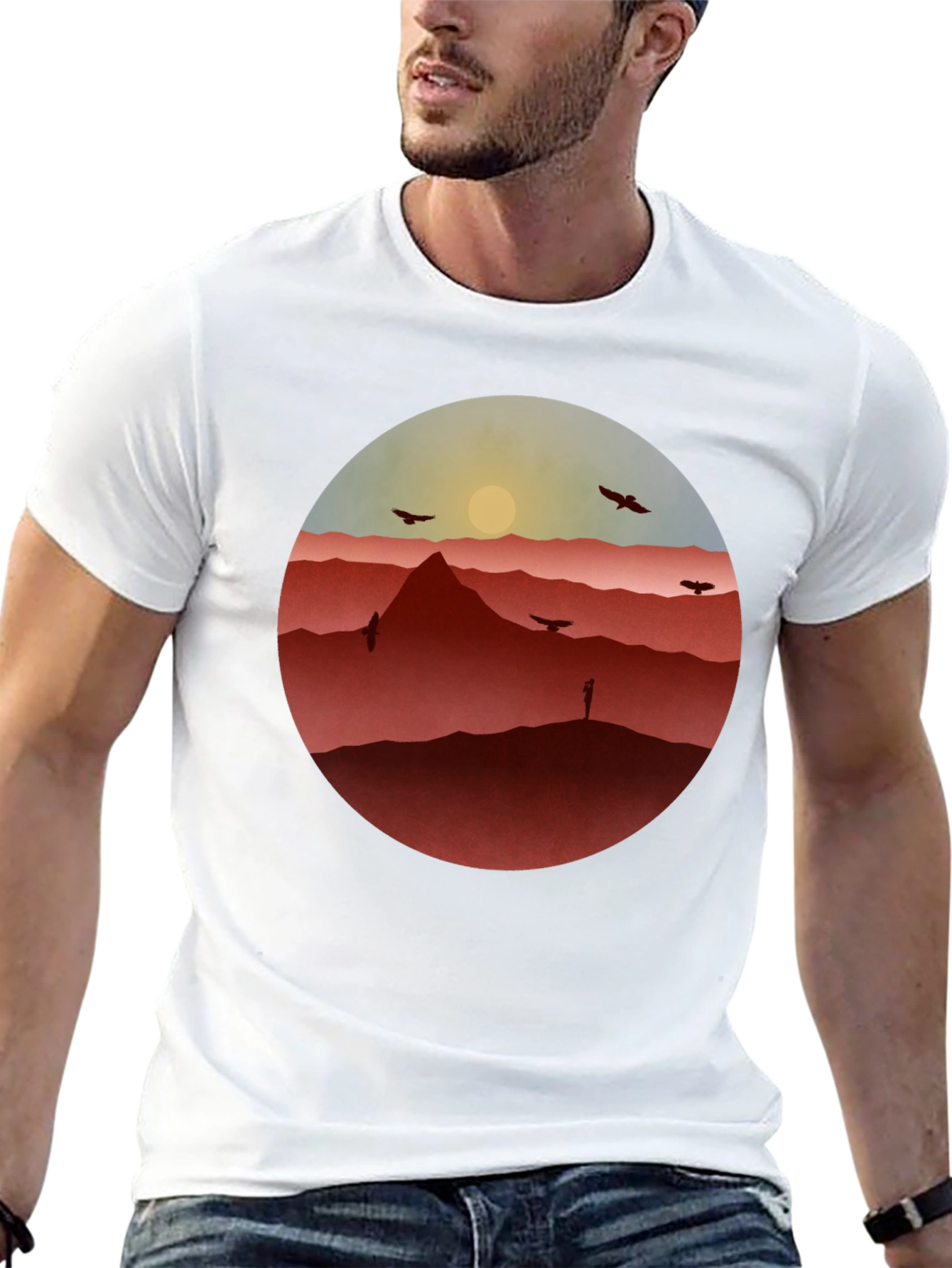 Mountain Sunset Graphic Tee - Black