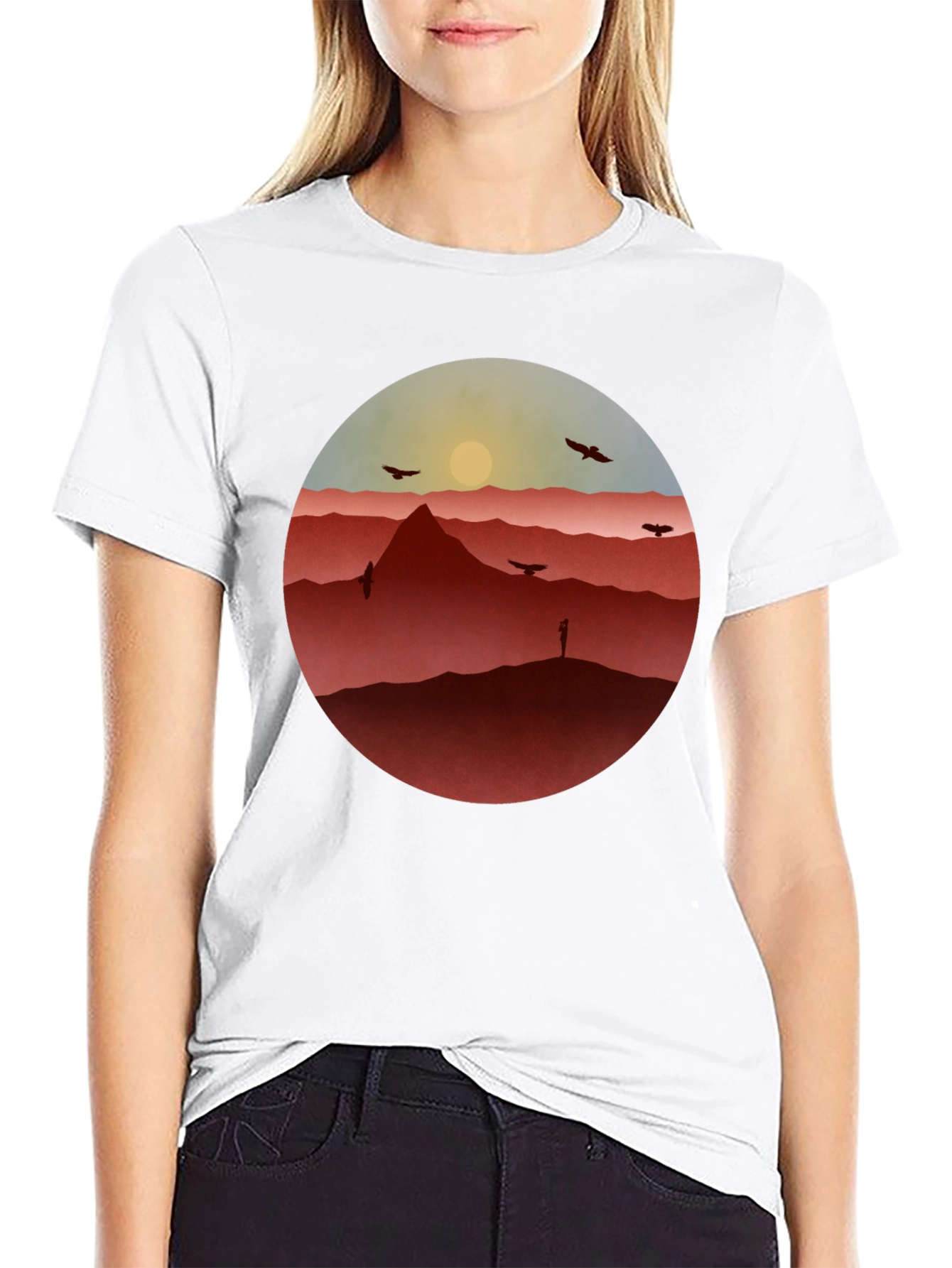 Mountain Sunset Graphic Tee - Black